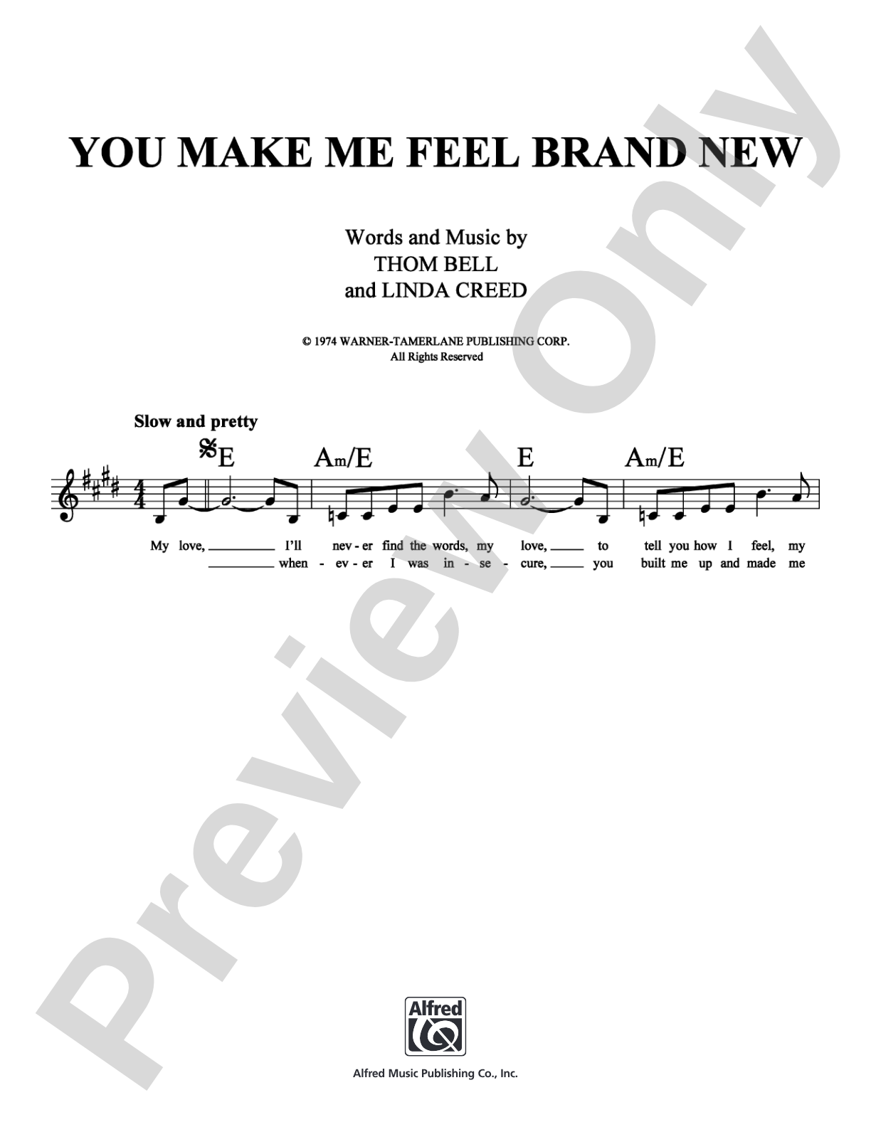 You Make Me Feel Brand New: Lead Sheet Digital Sheet Music