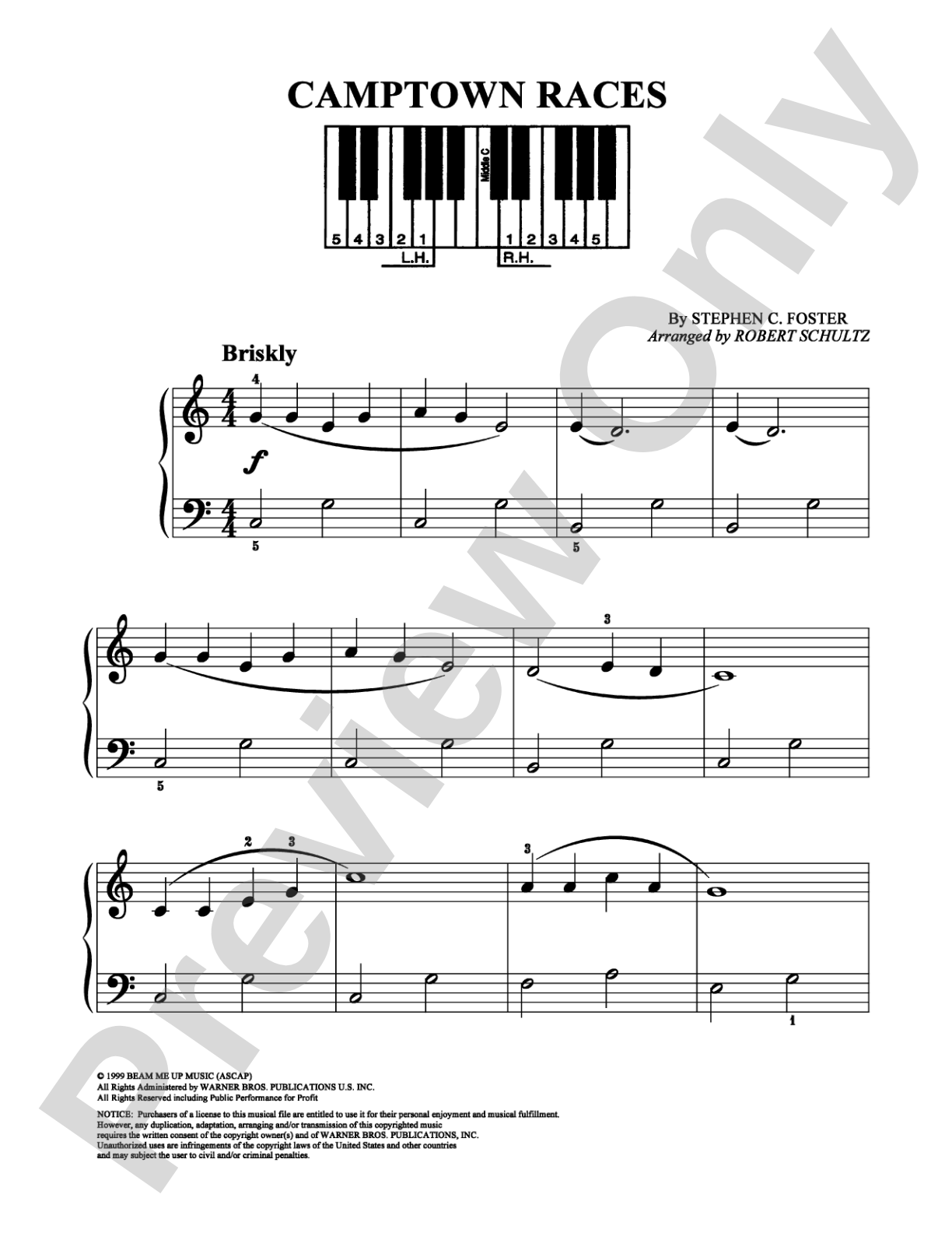 Camptown Races: Easy Piano Digital Sheet Music