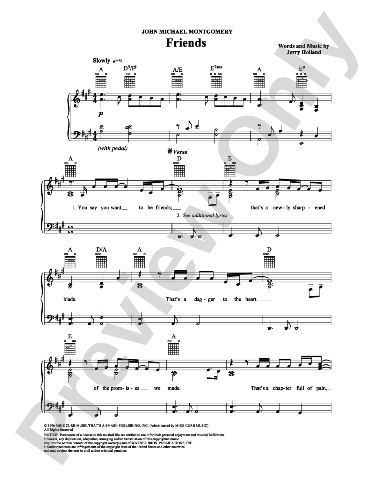 Friends: Piano/Vocal/Chords Digital Sheet Music