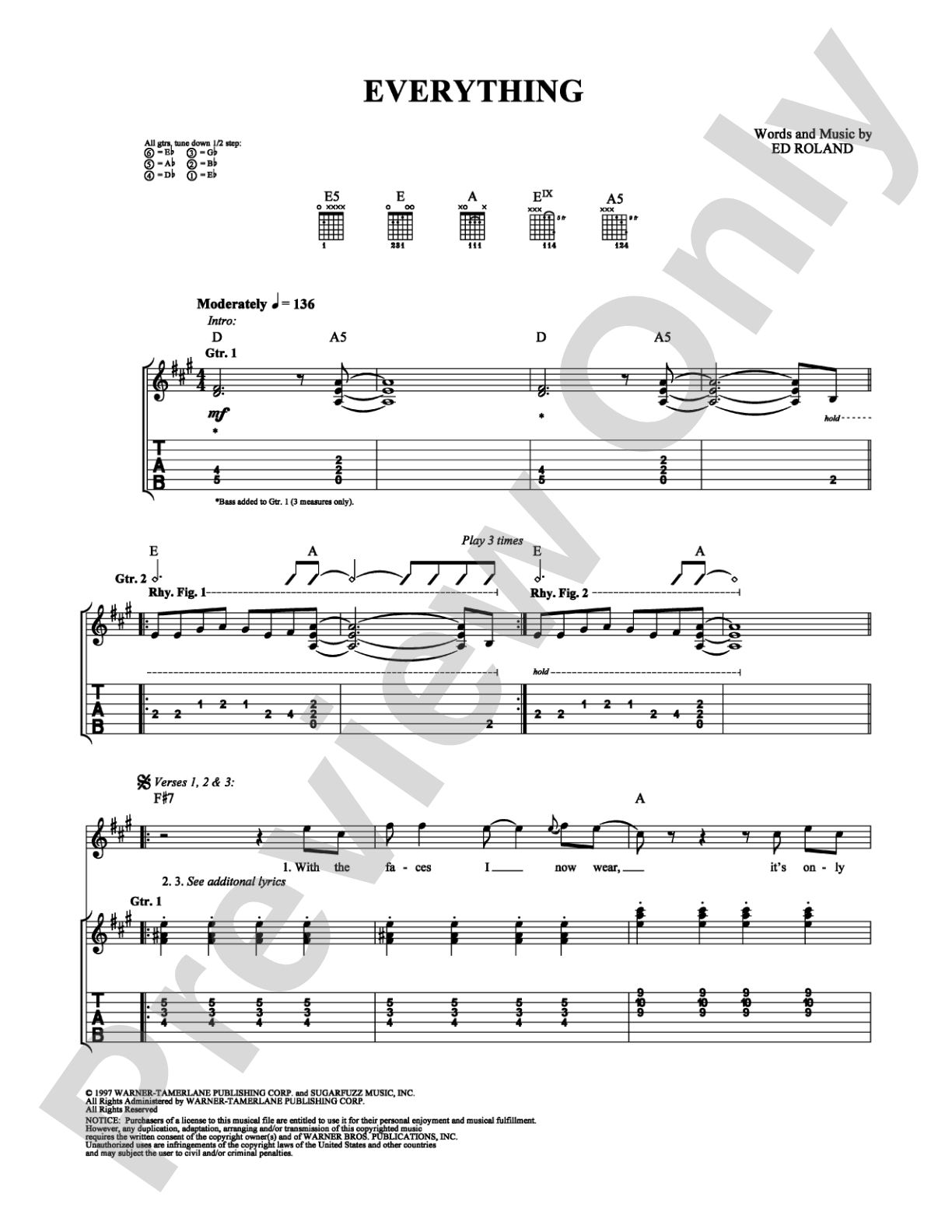 Everything: Guitar TAB Digital Sheet Music