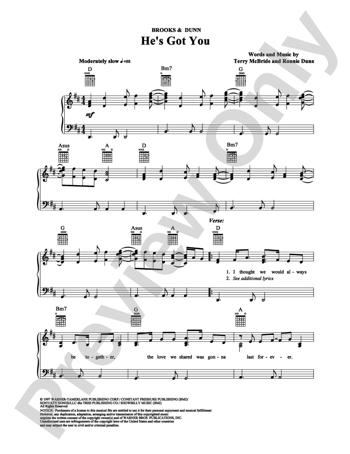 He's Got You: Piano/Vocal/Chords Digital Sheet Music