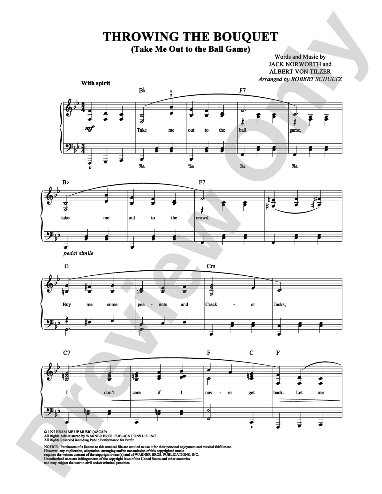 Throwing the Bouquet: Piano/Vocal/Chords Digital Sheet Music