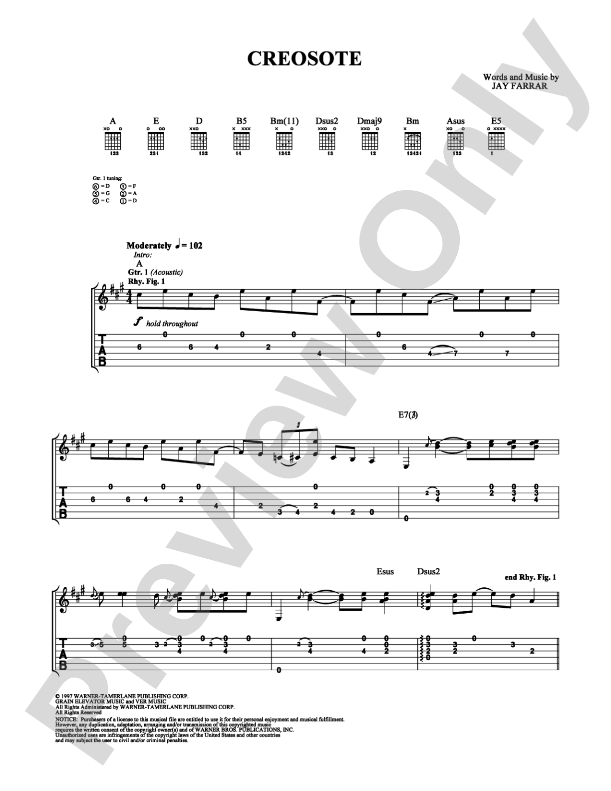 Creosote: Guitar TAB Digital Sheet Music