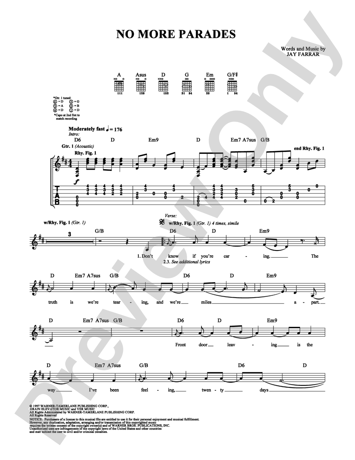 No More Parades: Guitar TAB Digital Sheet Music