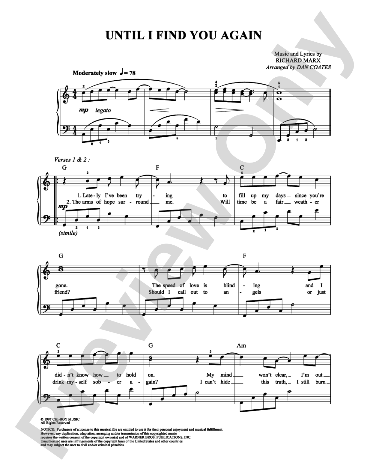 Until I Find You Again: Easy Piano Digital Sheet Music