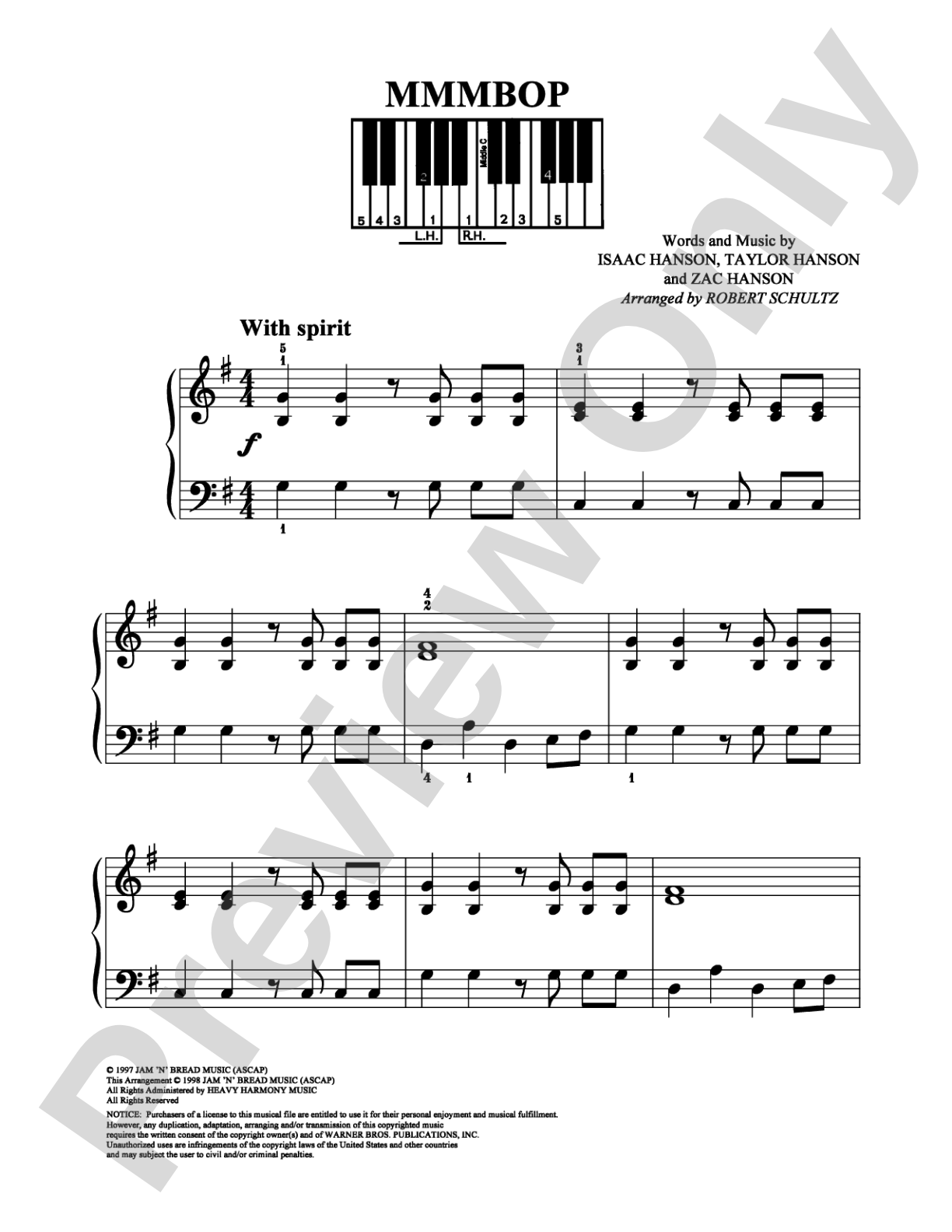 Mmmbop: Easy Piano Digital Sheet Music