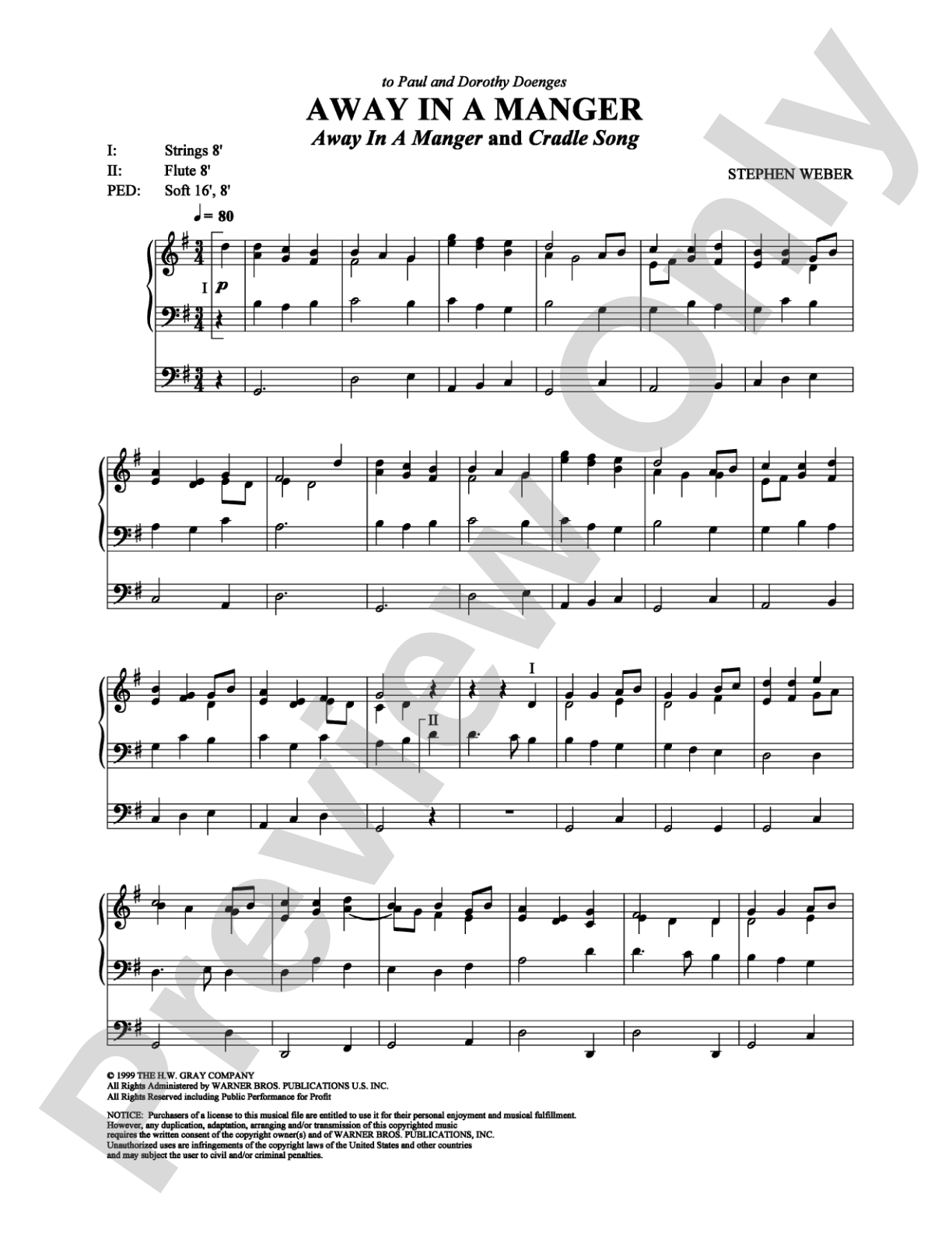Away in a Manger: Organ Digital Sheet Music