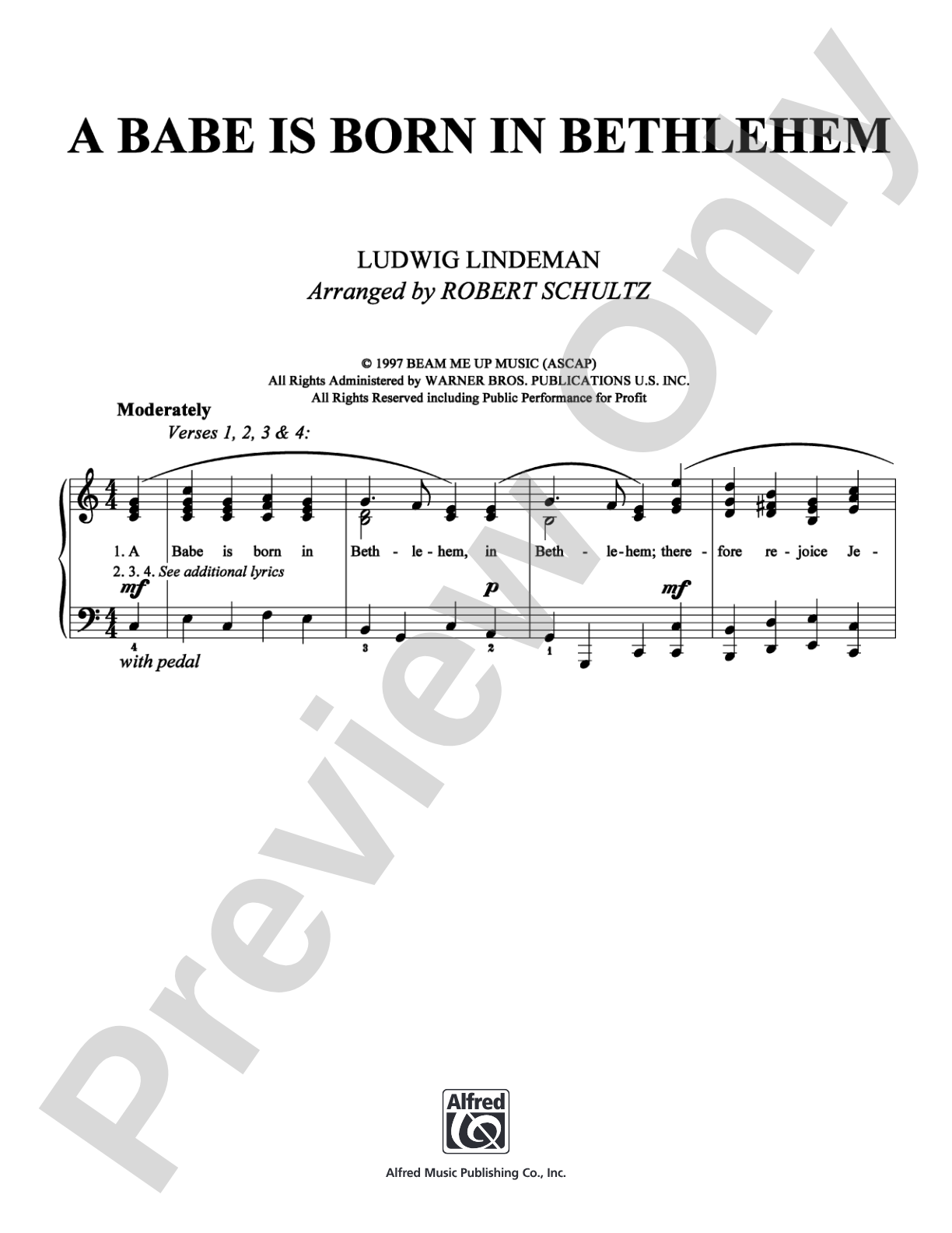 A Babe Is Born in Bethlehem: Piano/Vocal/Chords Digital Sheet Music