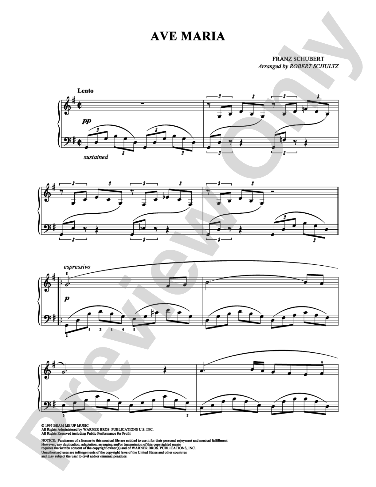 Ave Maria: Easy Piano Digital Sheet Music