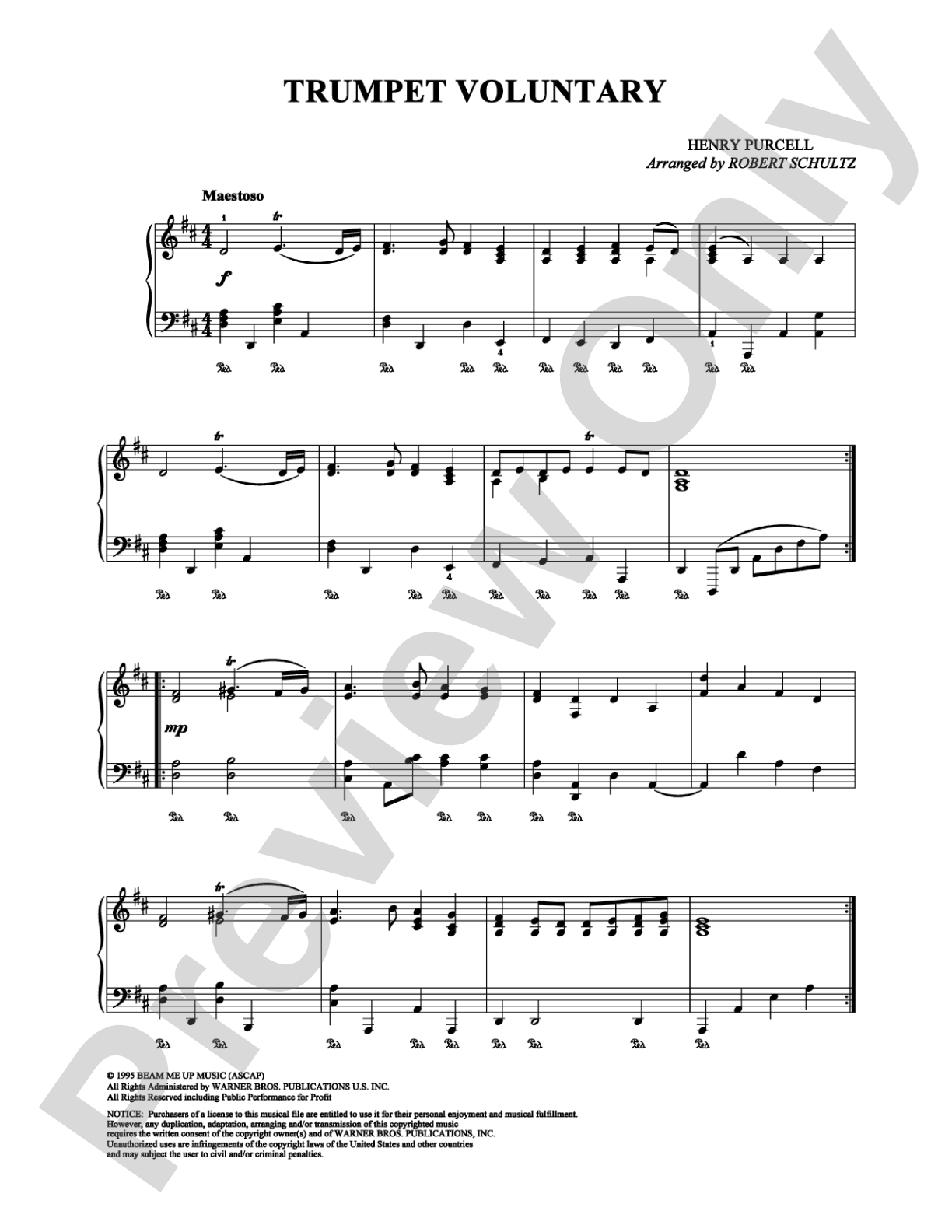 Trumpet Voluntary: Piano Digital Sheet Music