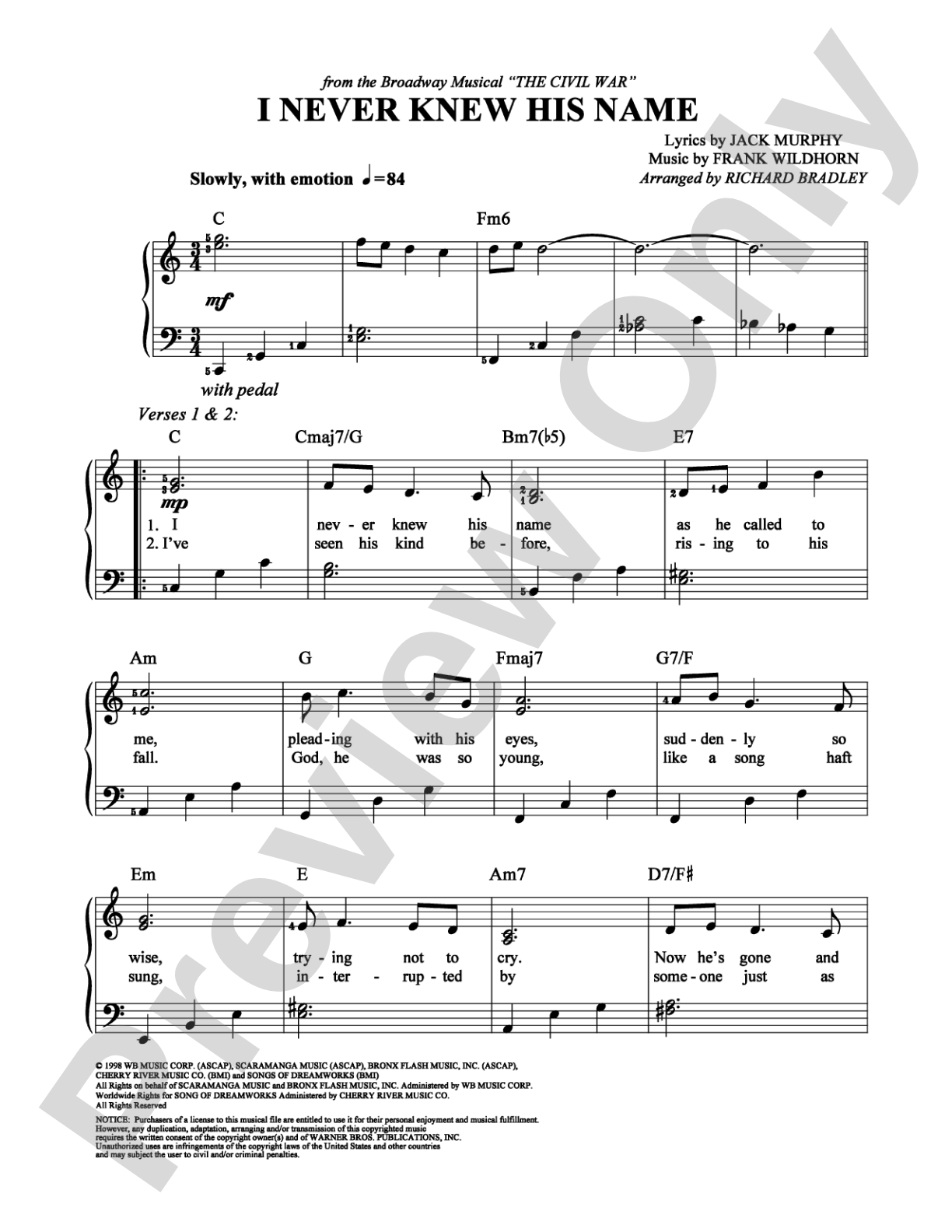 I Never Knew His Name: Easy Piano Digital Sheet Music