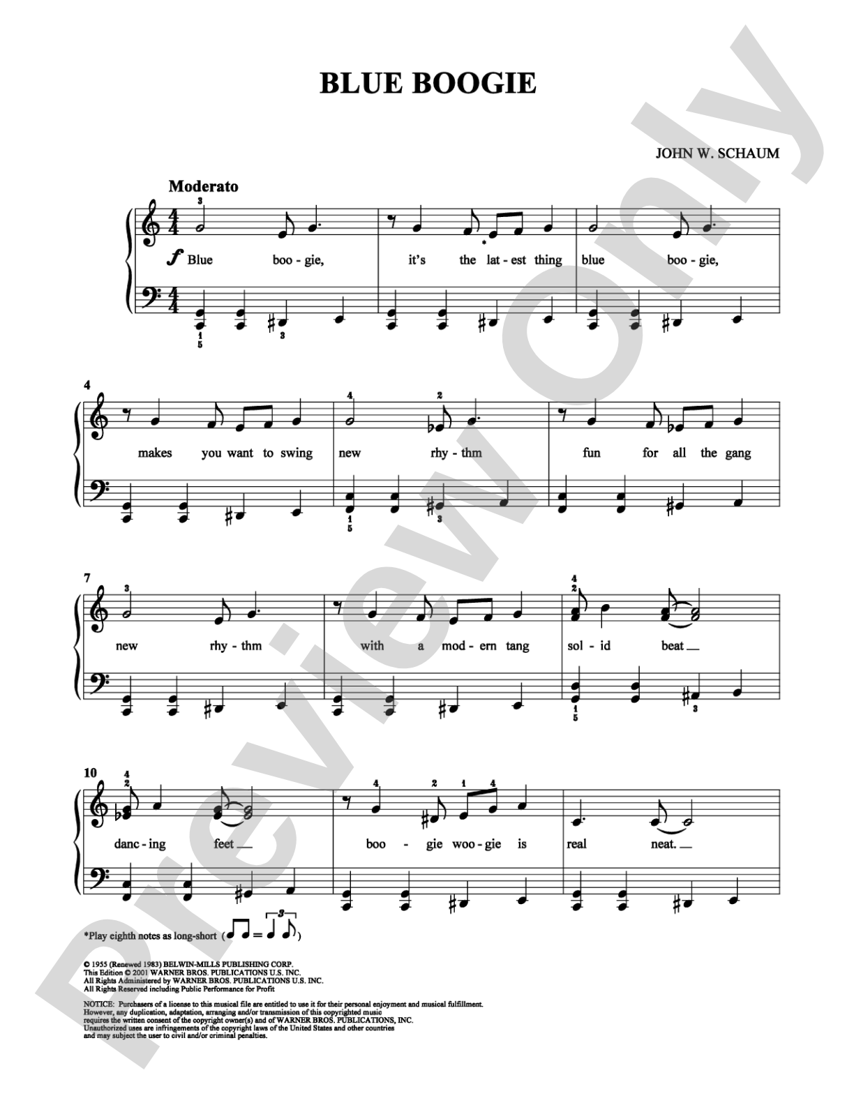 Blue Boogie: Easy Piano Digital Sheet Music