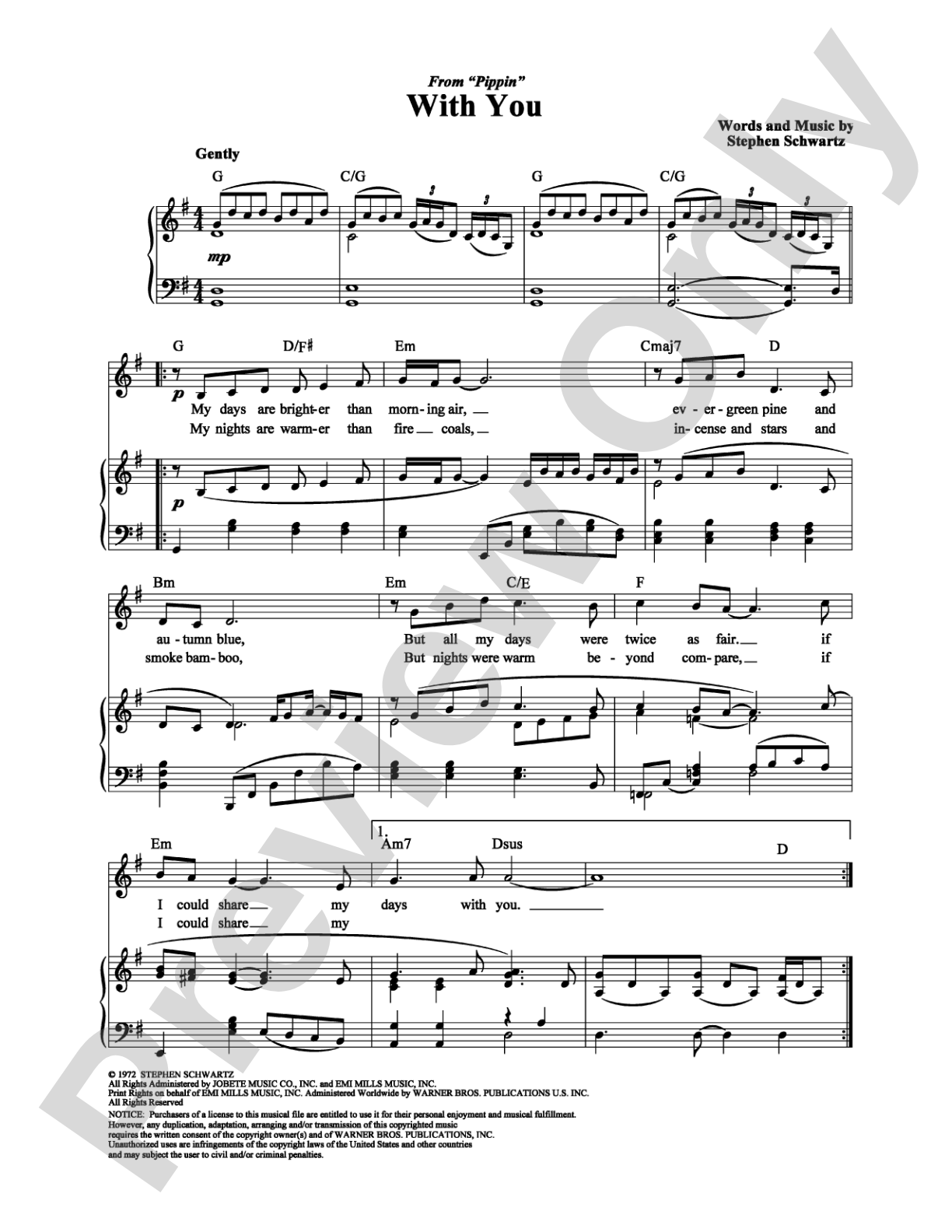 With You: Piano/Vocal/Chords Digital Sheet Music