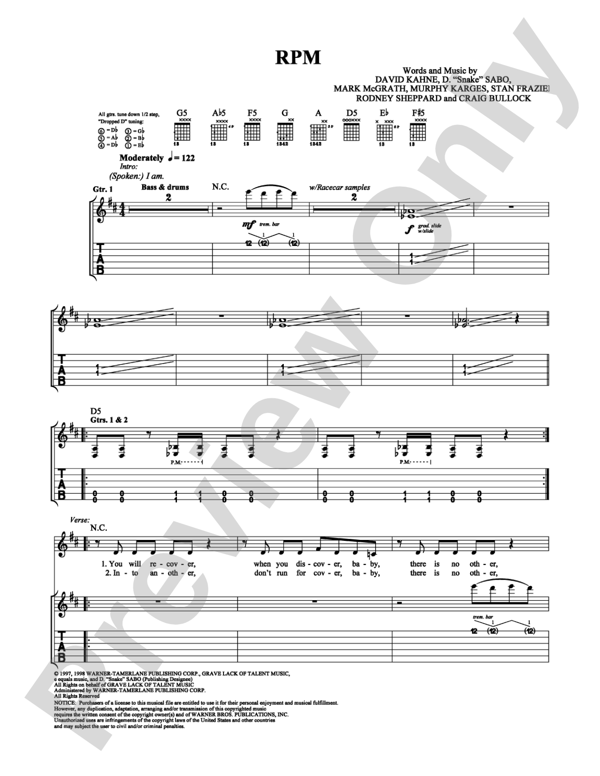 RPM: Guitar TAB Digital Sheet Music