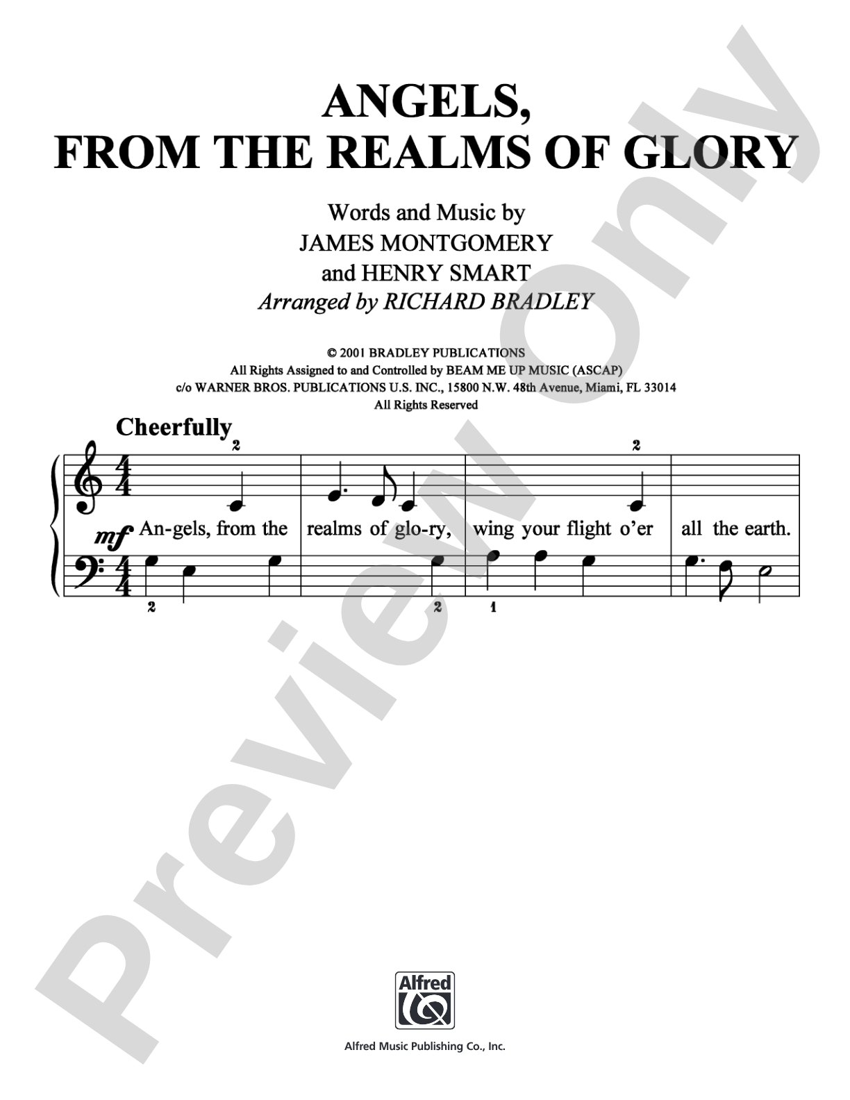 Angels, From the Realms of Glory: Easy Piano Digital Sheet Music