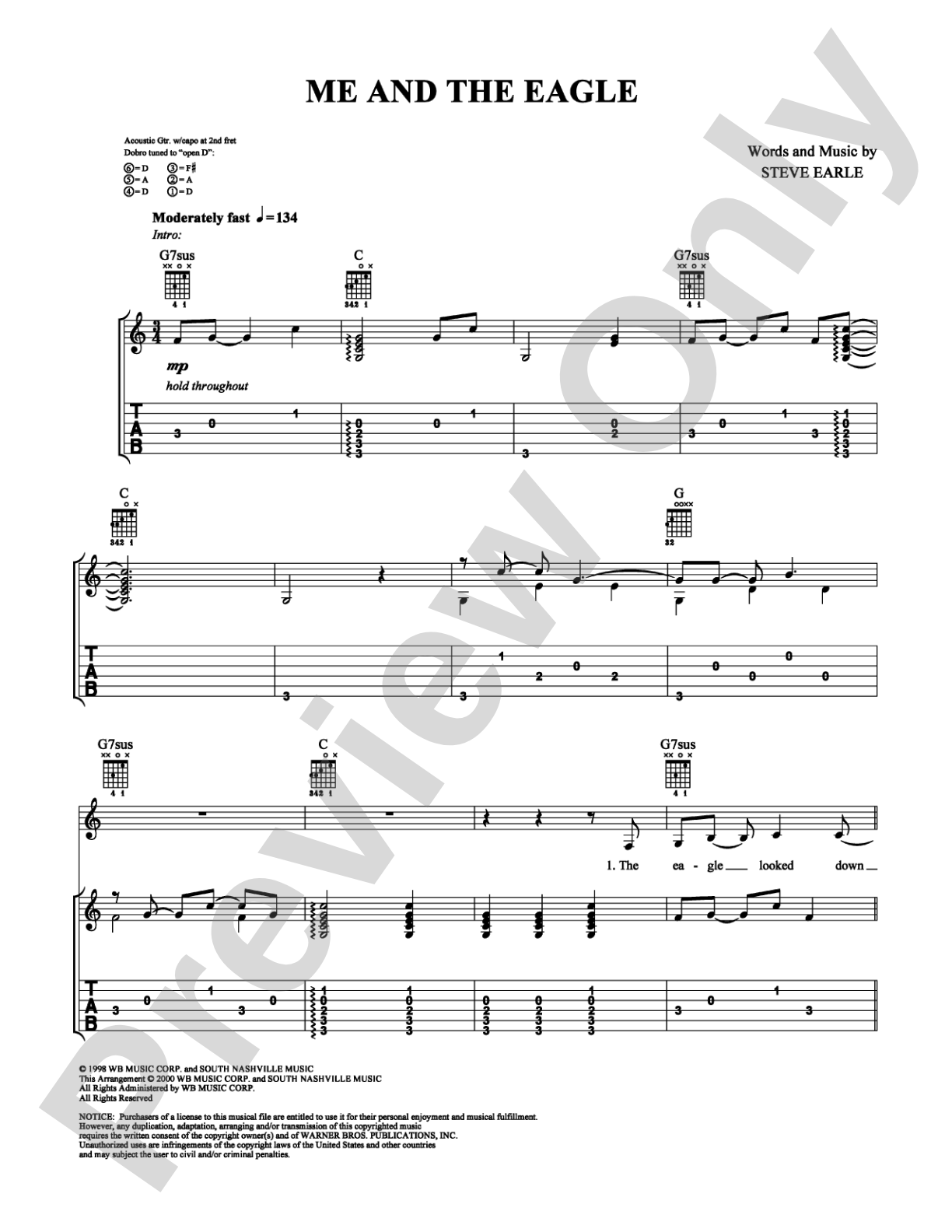Me and The Eagle: Guitar TAB Digital Sheet Music