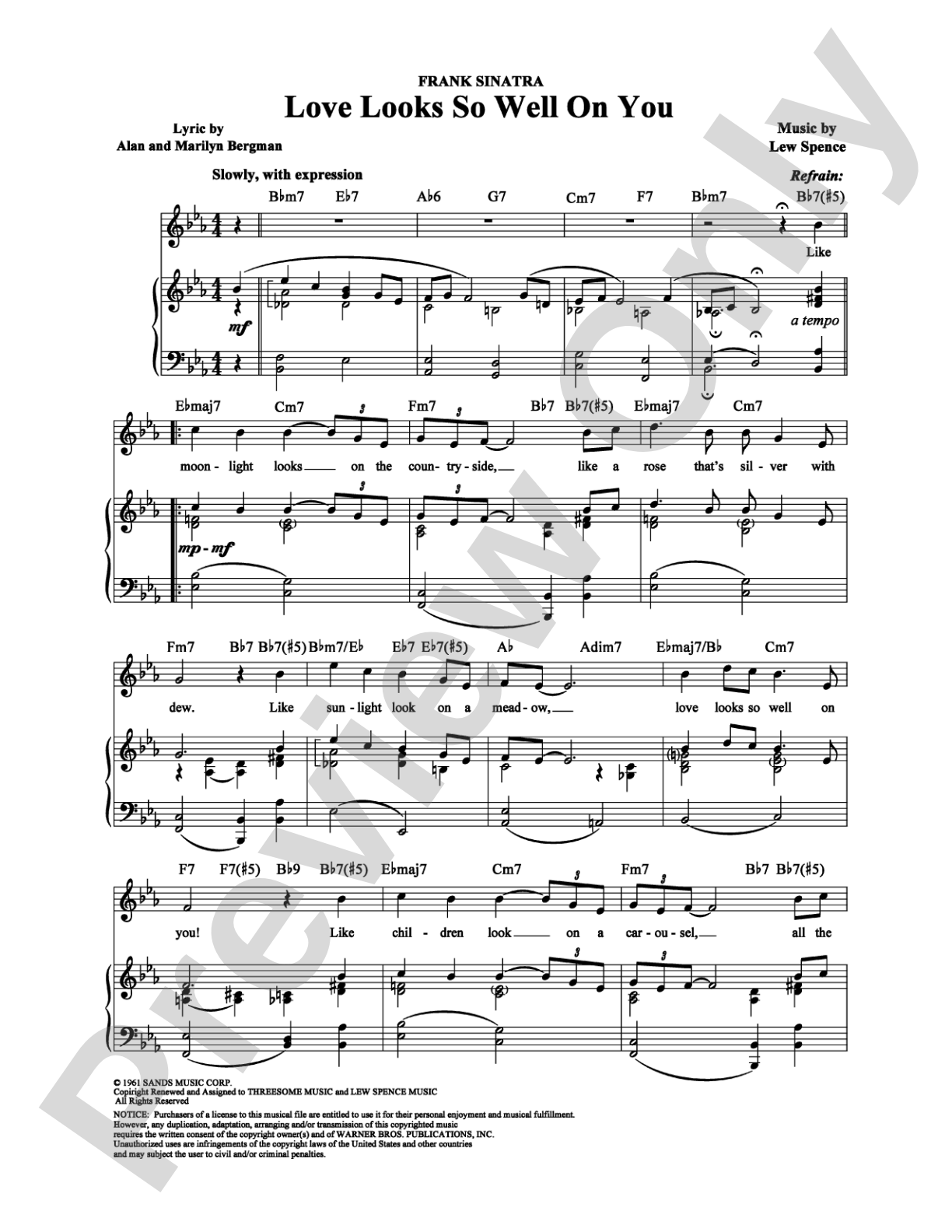 Love Looks So Well On You: Piano/Vocal/Chords Digital Sheet Music