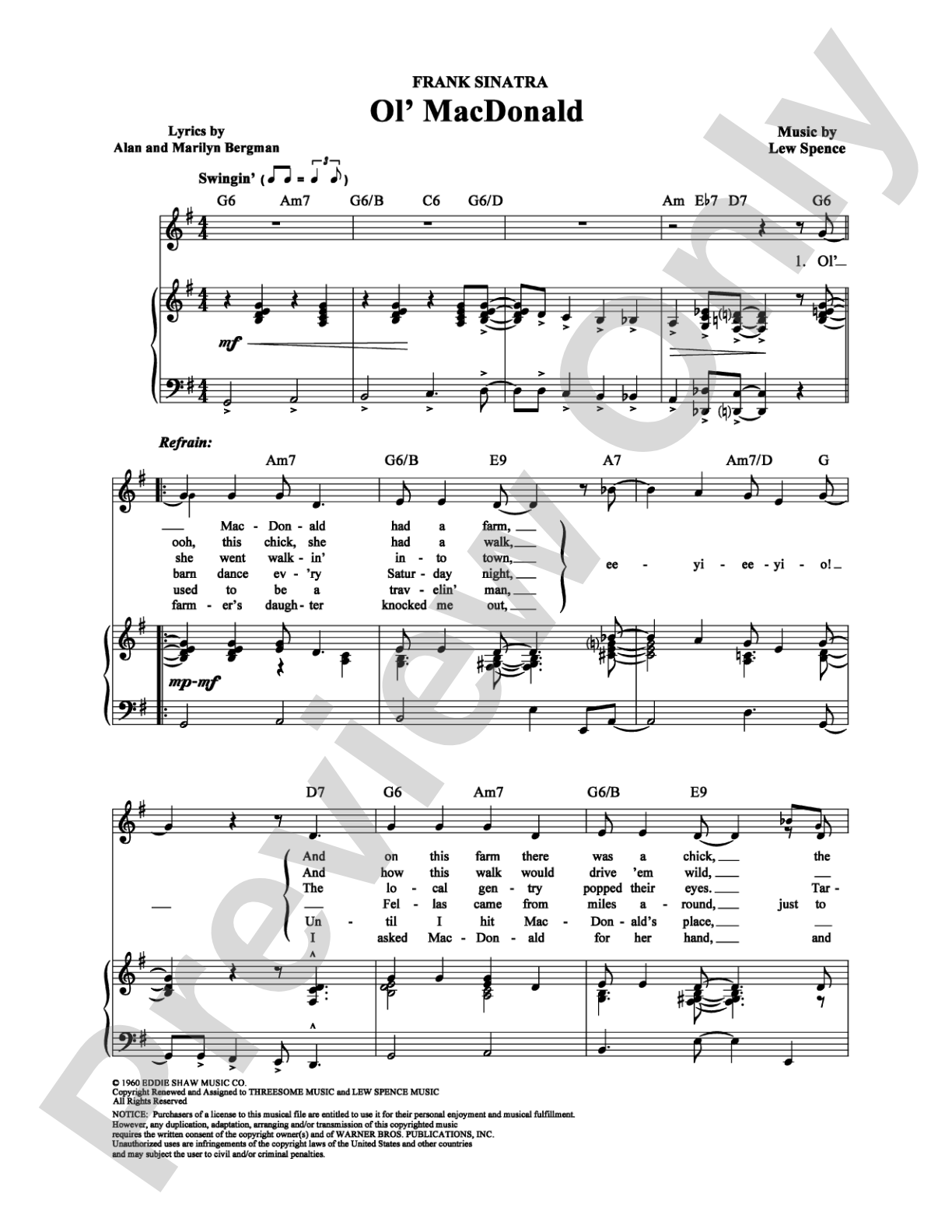Ol' MacDonald: Piano/Vocal/Chords Digital Sheet Music