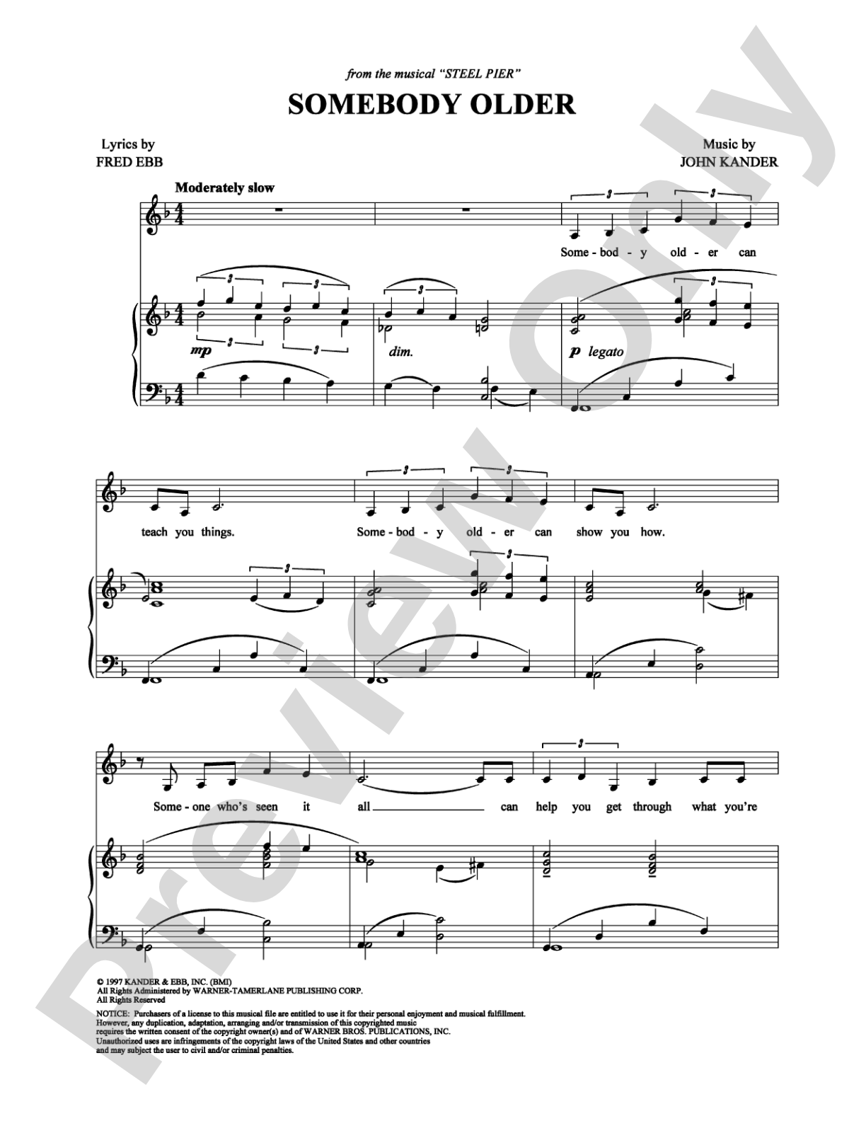 Somebody Older: Piano/Vocal/Chords Digital Sheet Music