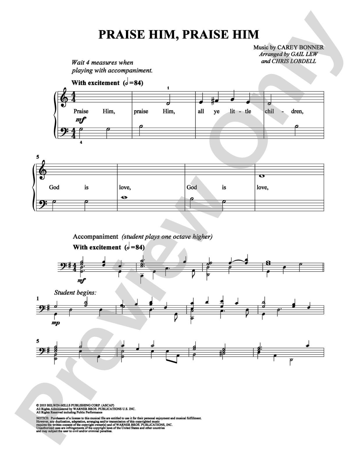 Praise Him, Praise Him: Easy Piano Digital Sheet Music
