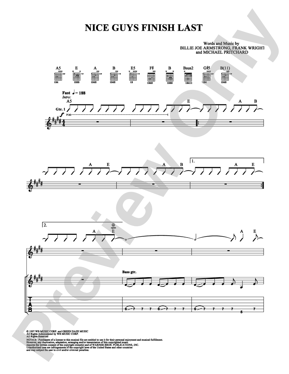 Nice Guys Finish Last: Guitar TAB Digital Sheet Music
