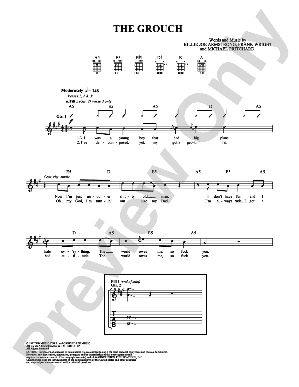 The Grouch: Guitar TAB Digital Sheet Music