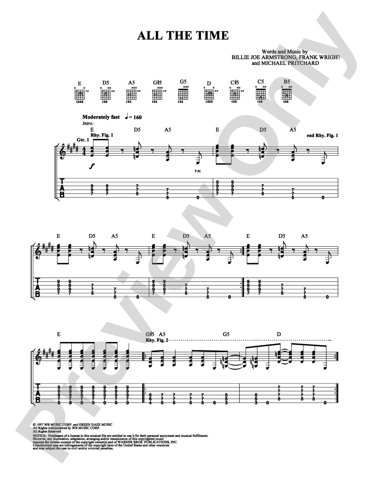 All the Time: Guitar TAB Digital Sheet Music