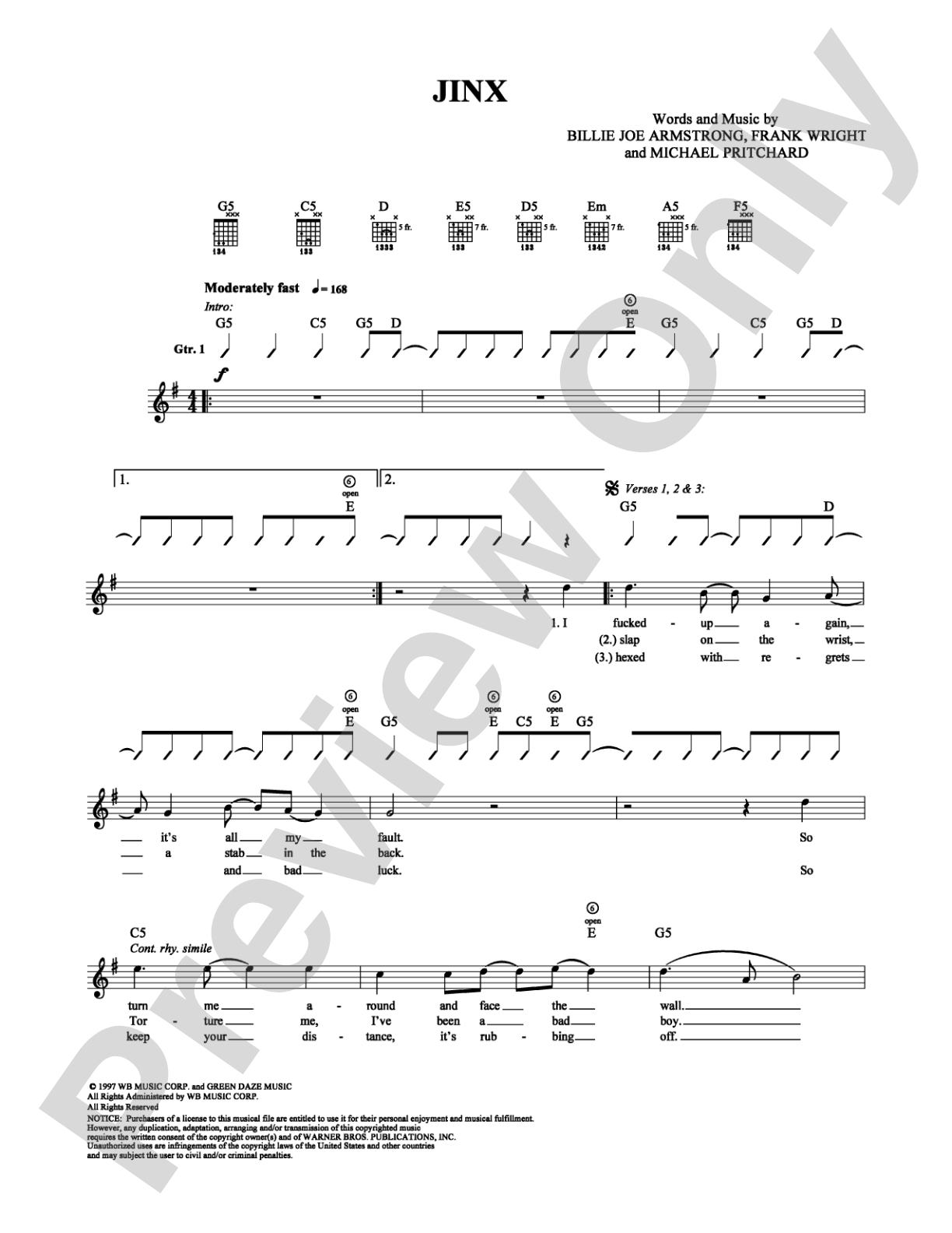Jinx: Guitar TAB Digital Sheet Music