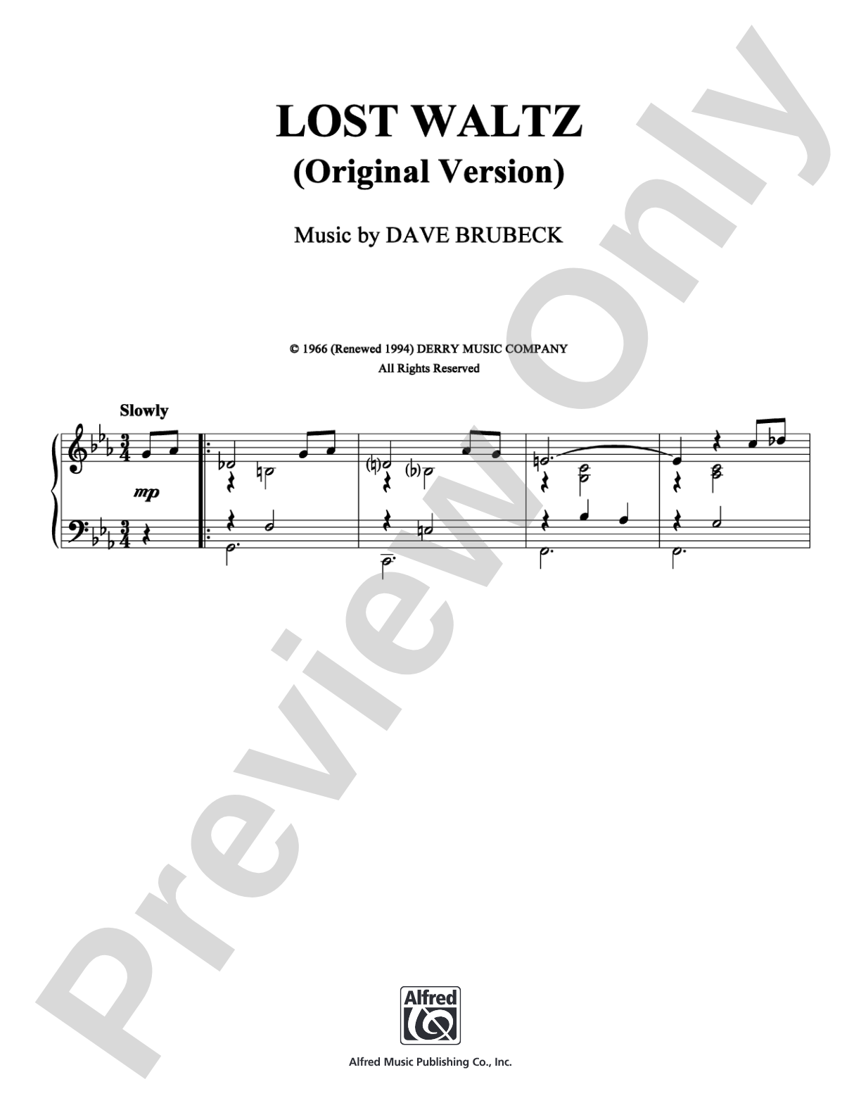 Lost Waltz (Original Version): Piano Digital Sheet Music