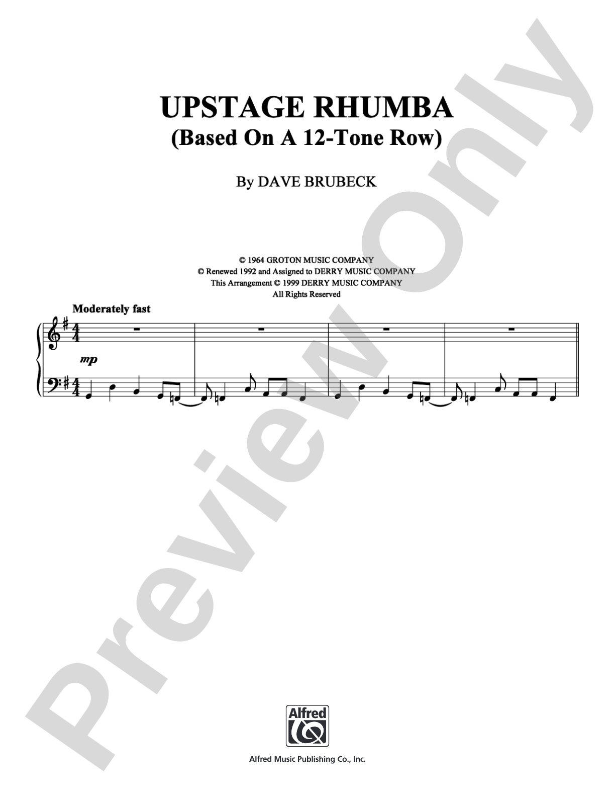 Upstage Rhumba: Piano Digital Sheet Music
