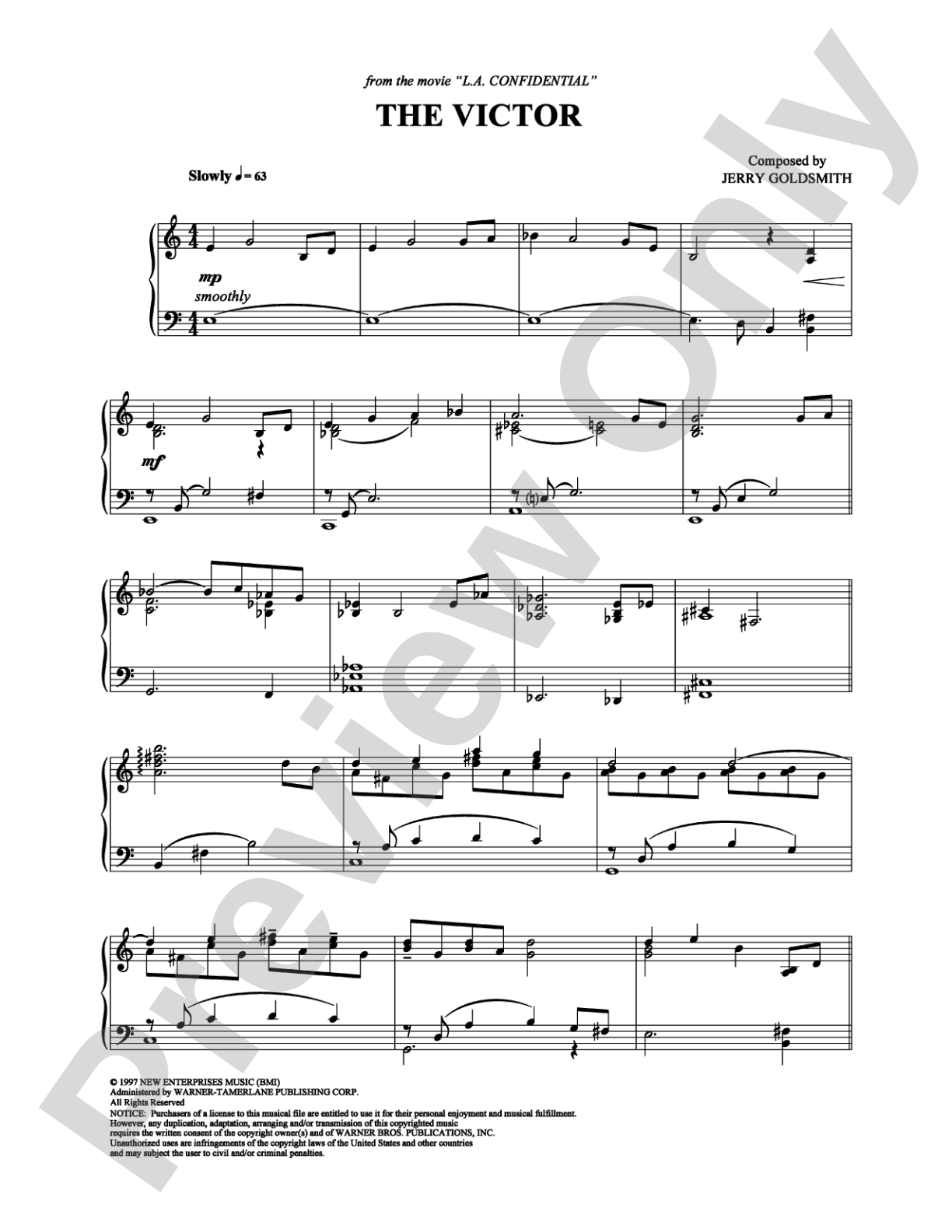 The Victor: Piano Digital Sheet Music