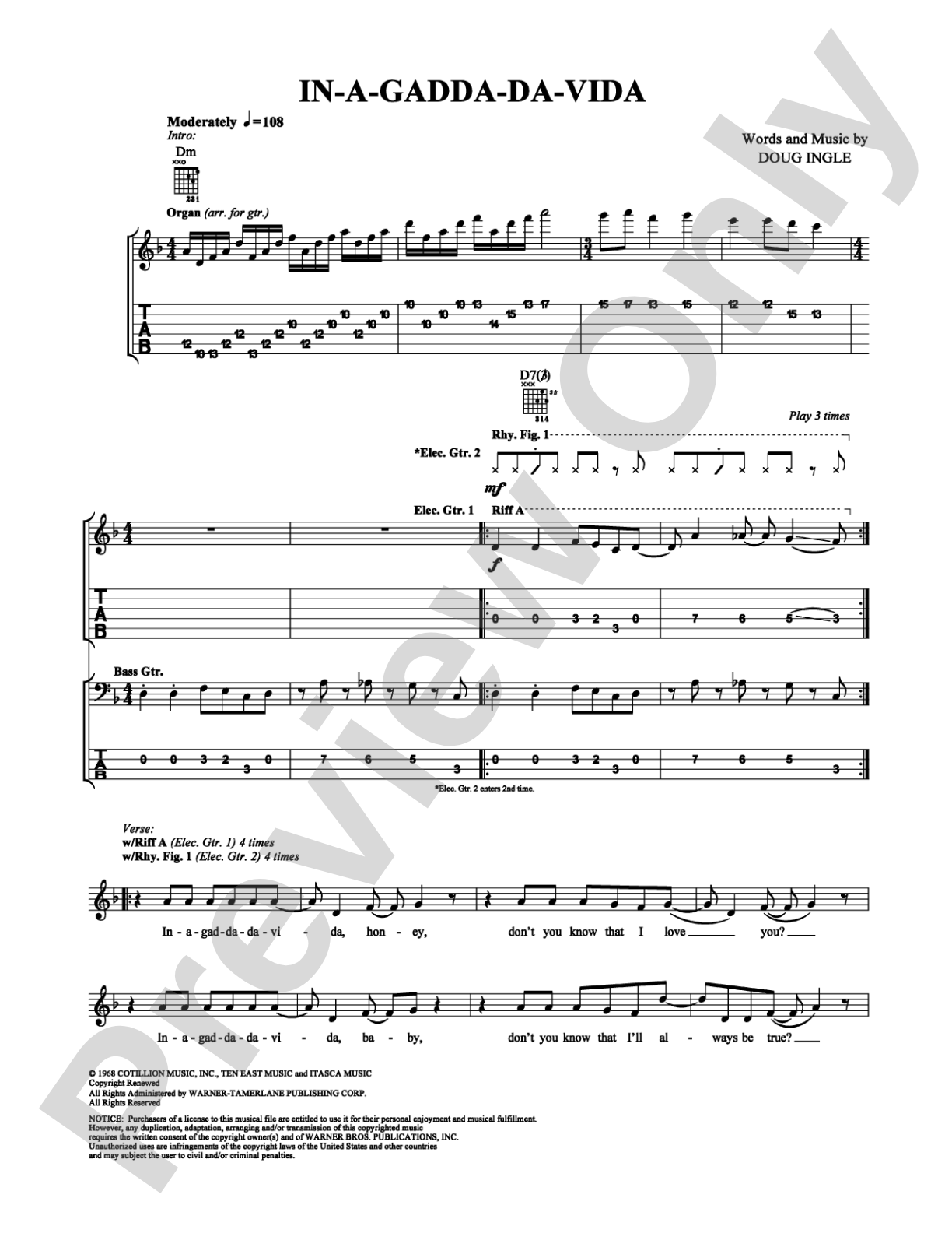 In-A-Gadda-Da-Vida: Guitar TAB Digital Sheet Music