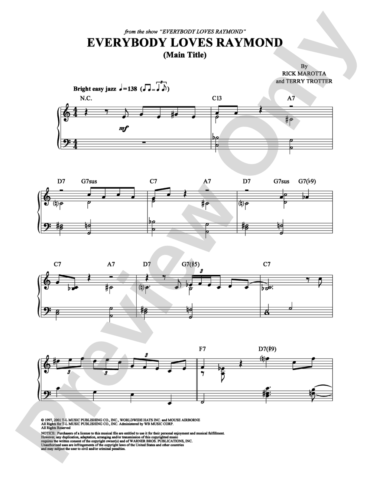 Everybody Loves Raymond: Piano Digital Sheet Music