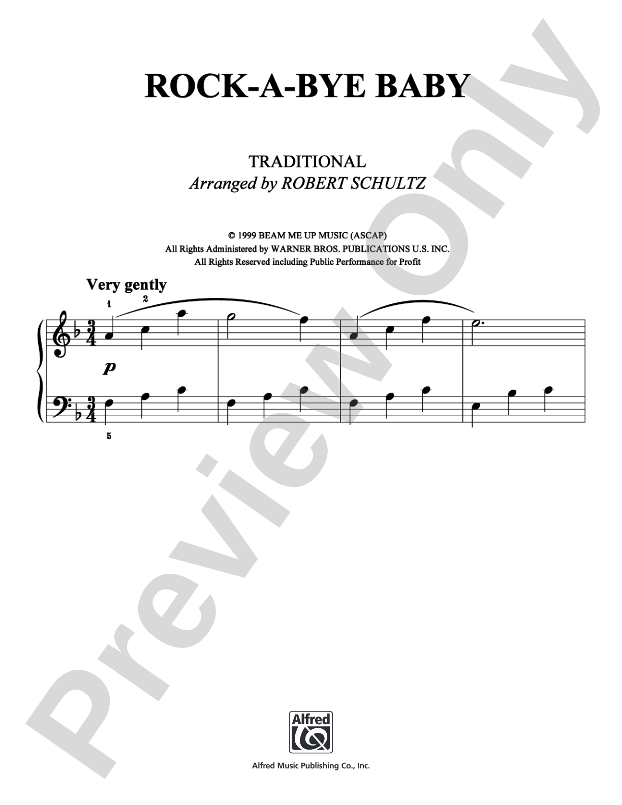 Rock-A-Bye Baby: Easy Piano Digital Sheet Music