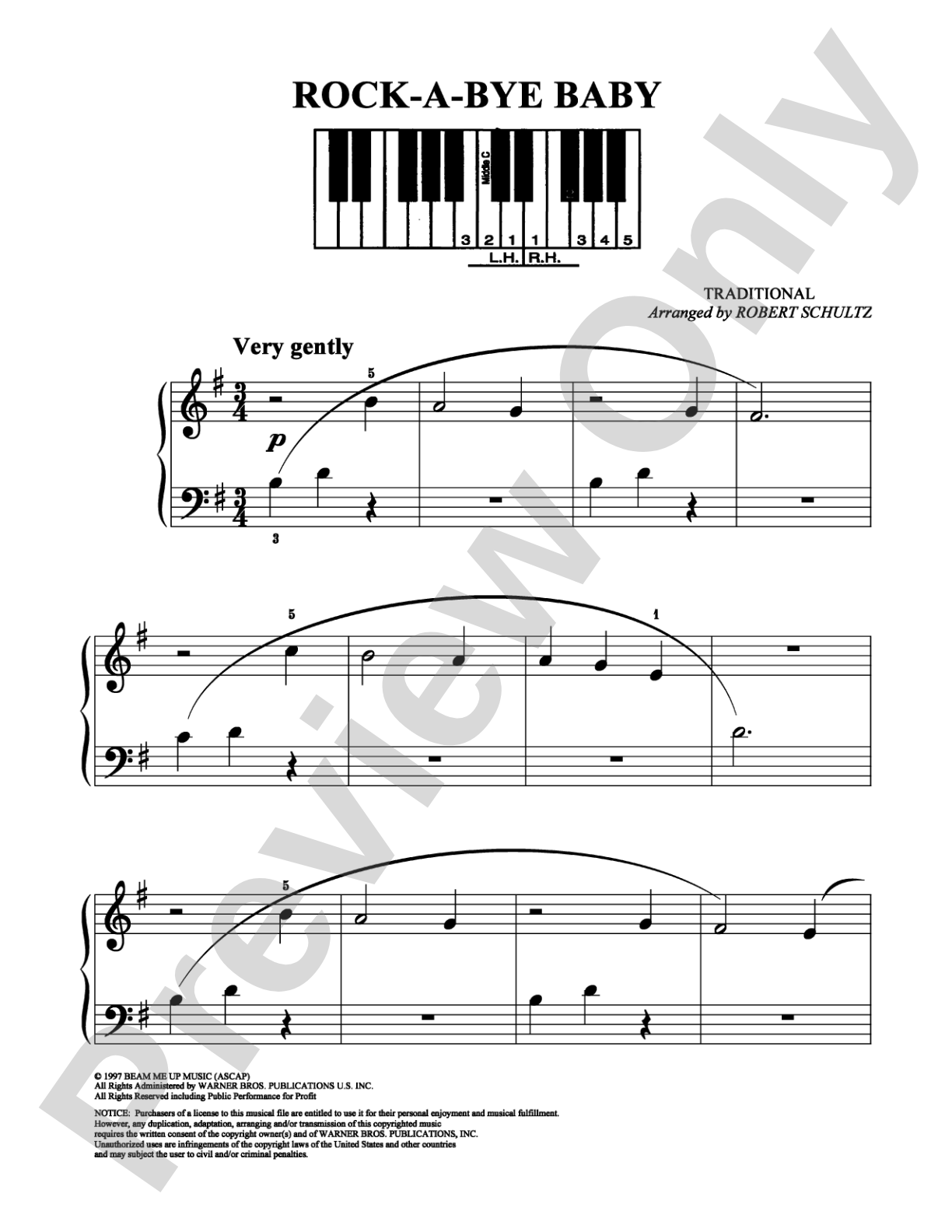 Rock-a-Bye Baby: Easy Piano Digital Sheet Music