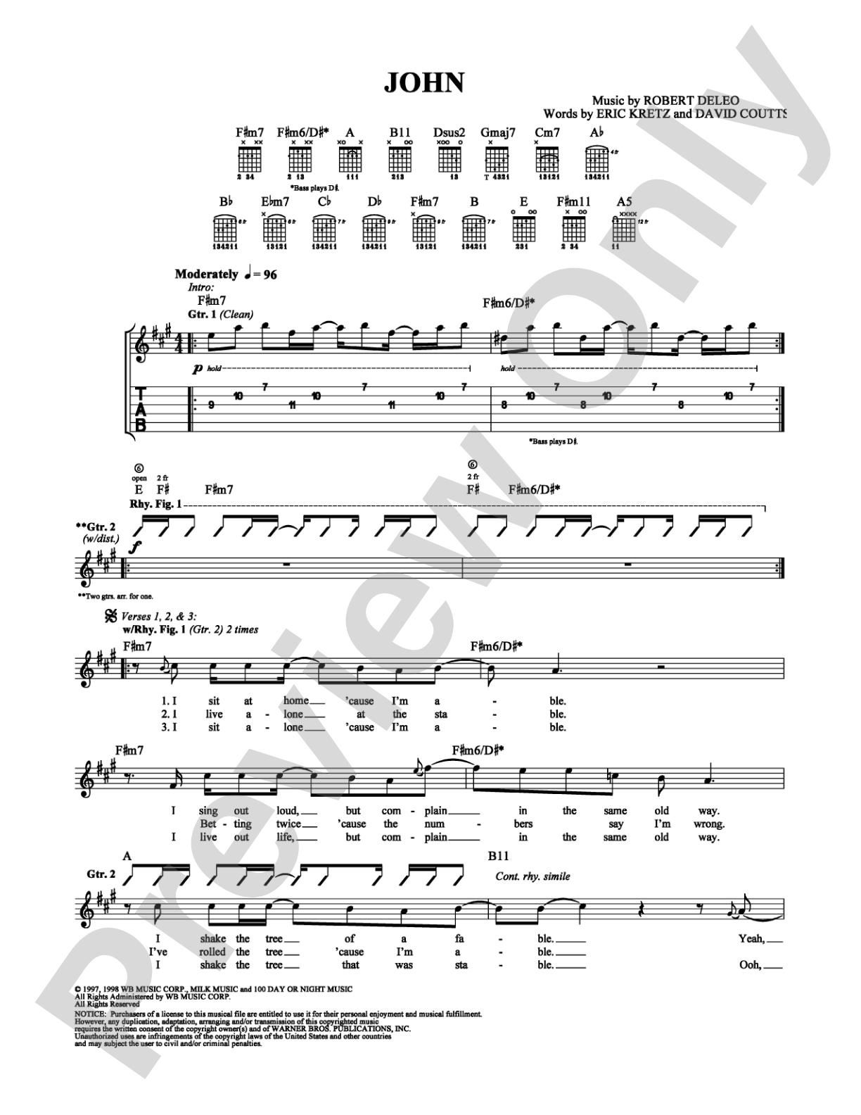 John: Guitar TAB Digital Sheet Music