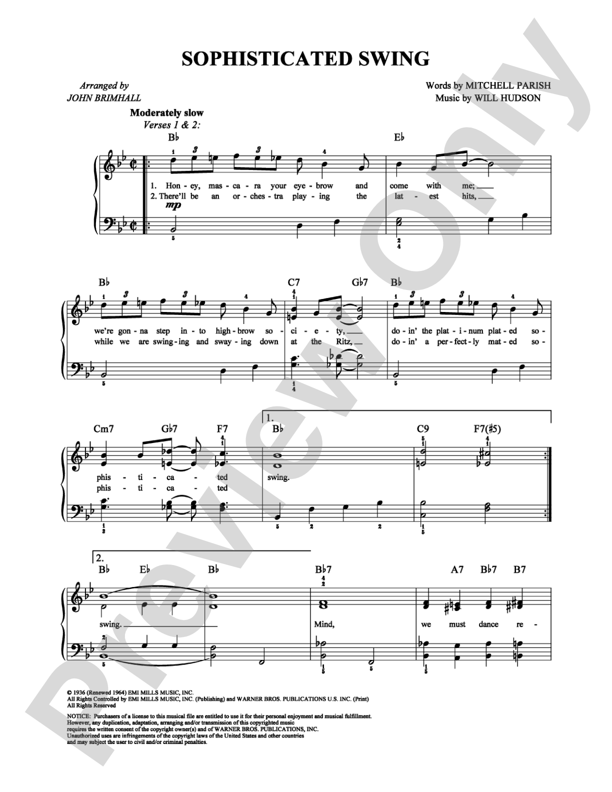 Sophisticated Swing: Easy Piano Digital Sheet Music