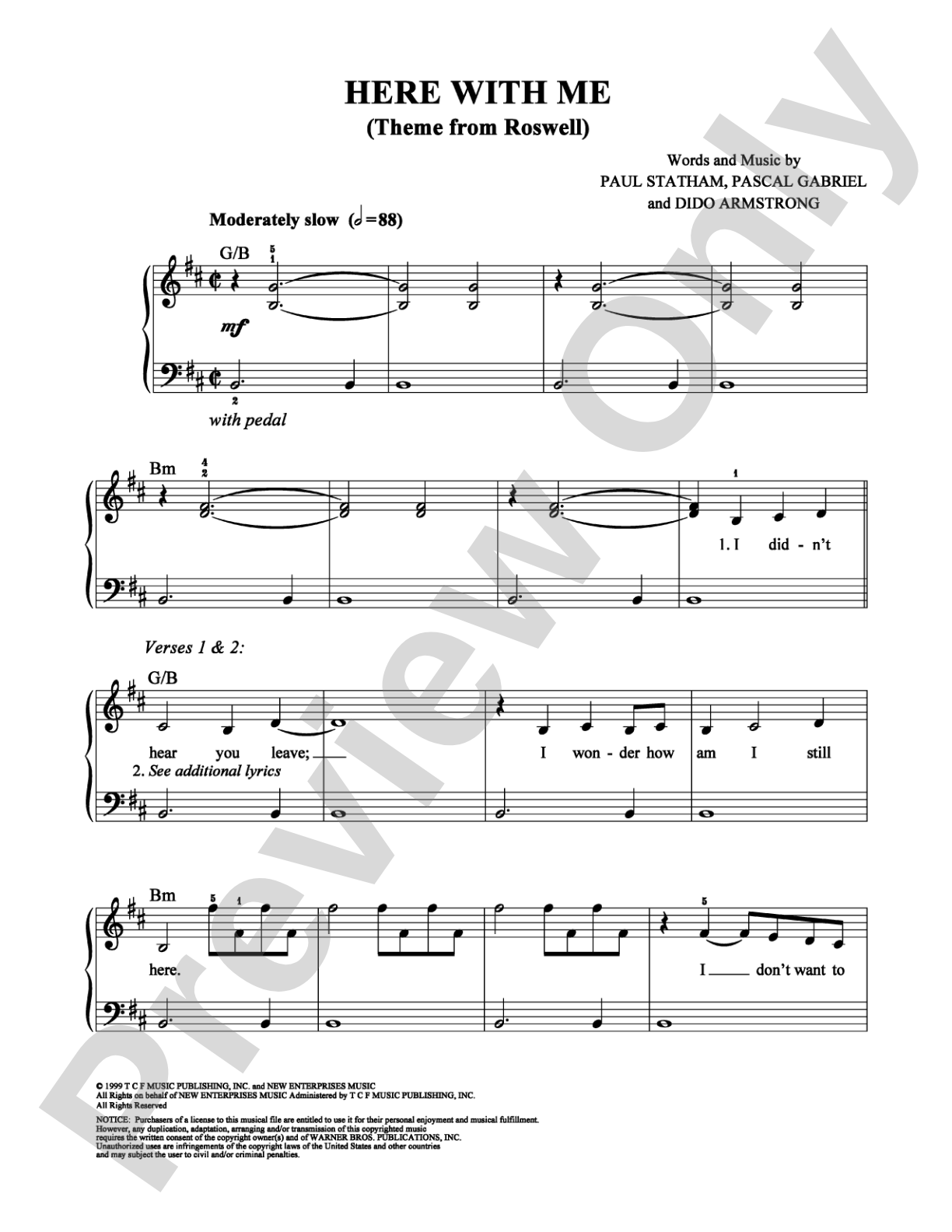 Here With Me: Easy Piano Digital Sheet Music