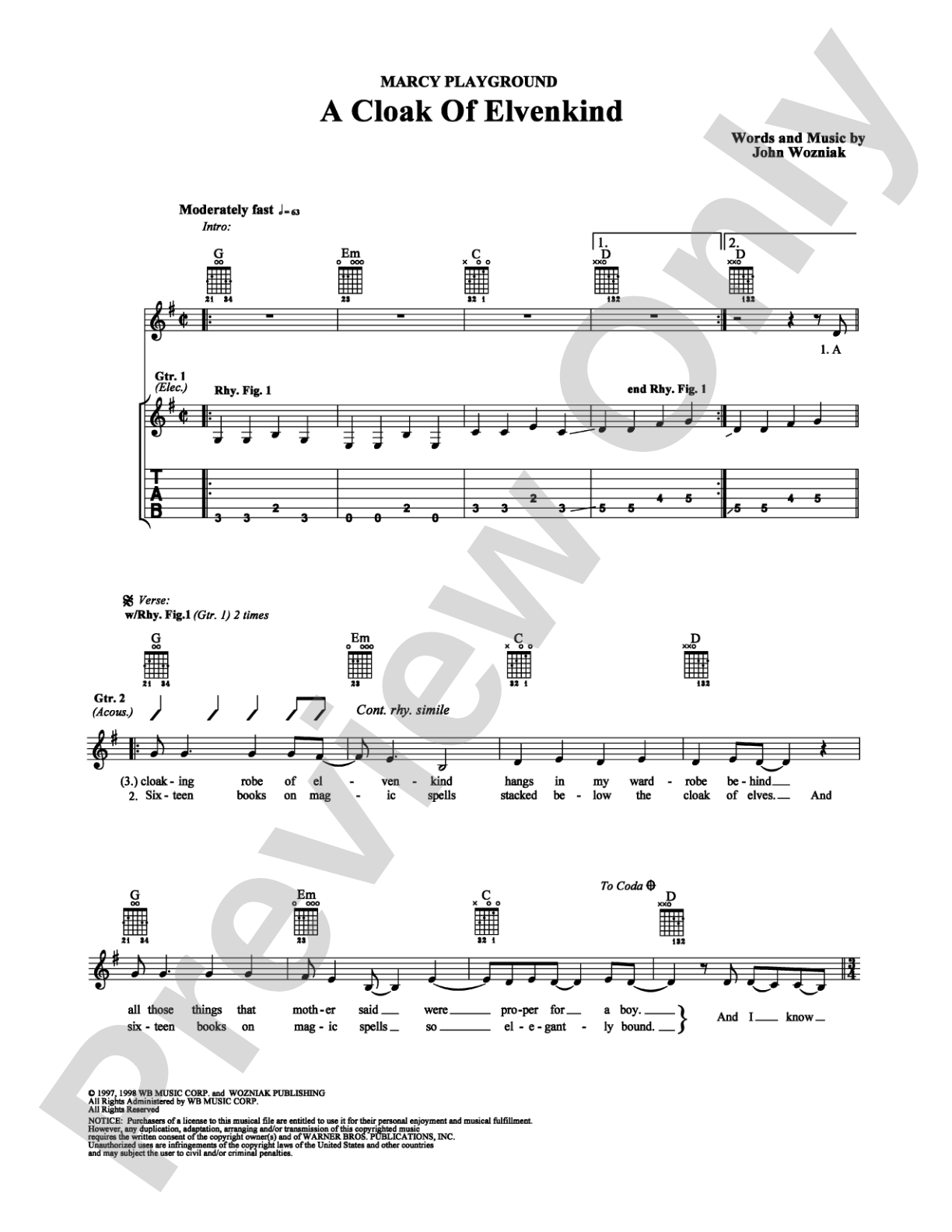 A Cloak of Elvenkind: Guitar TAB Digital Sheet Music