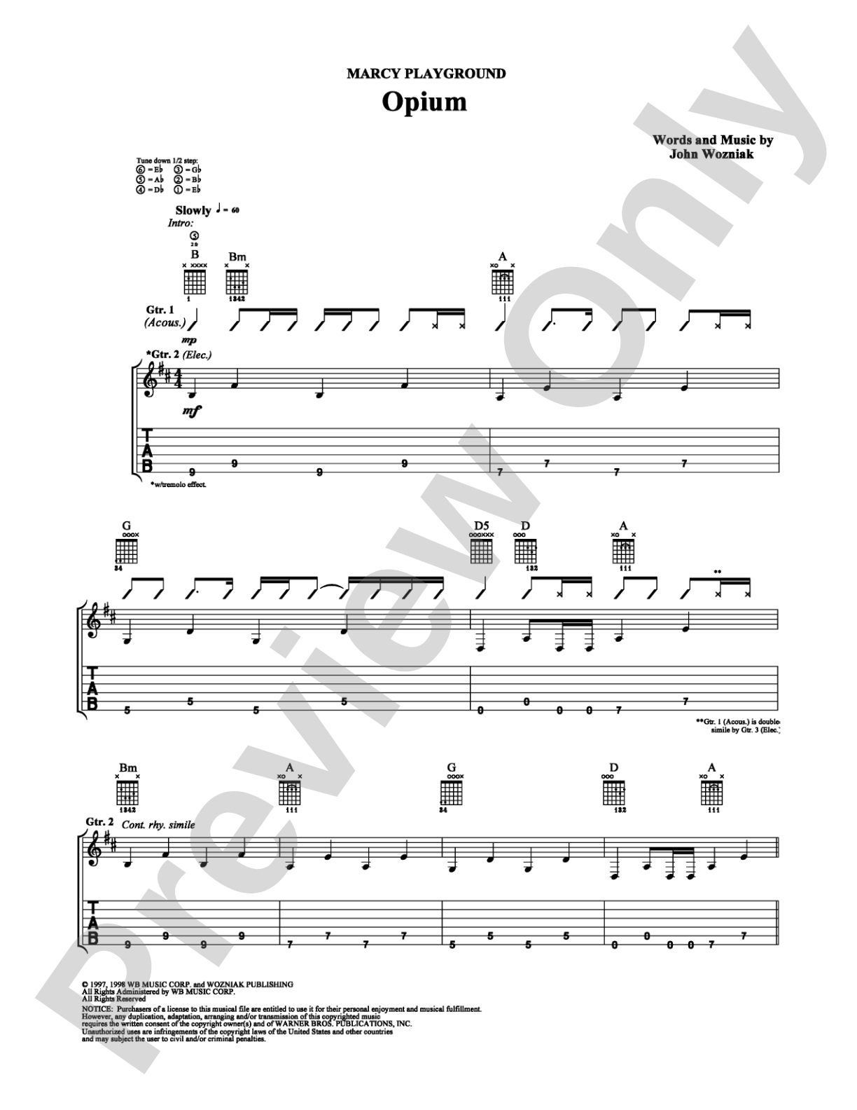 Opium: Guitar TAB Digital Sheet Music