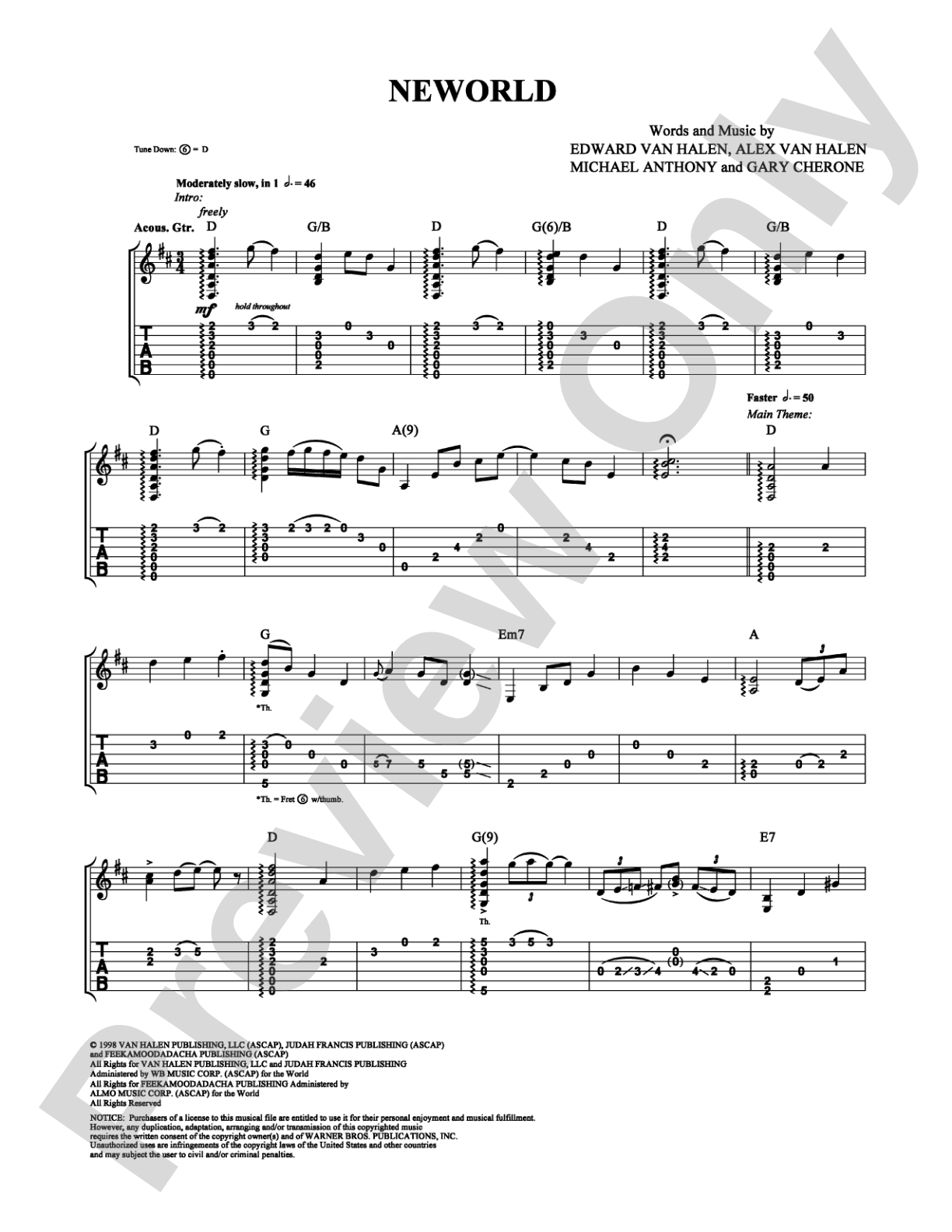 Neworld: Guitar TAB Digital Sheet Music