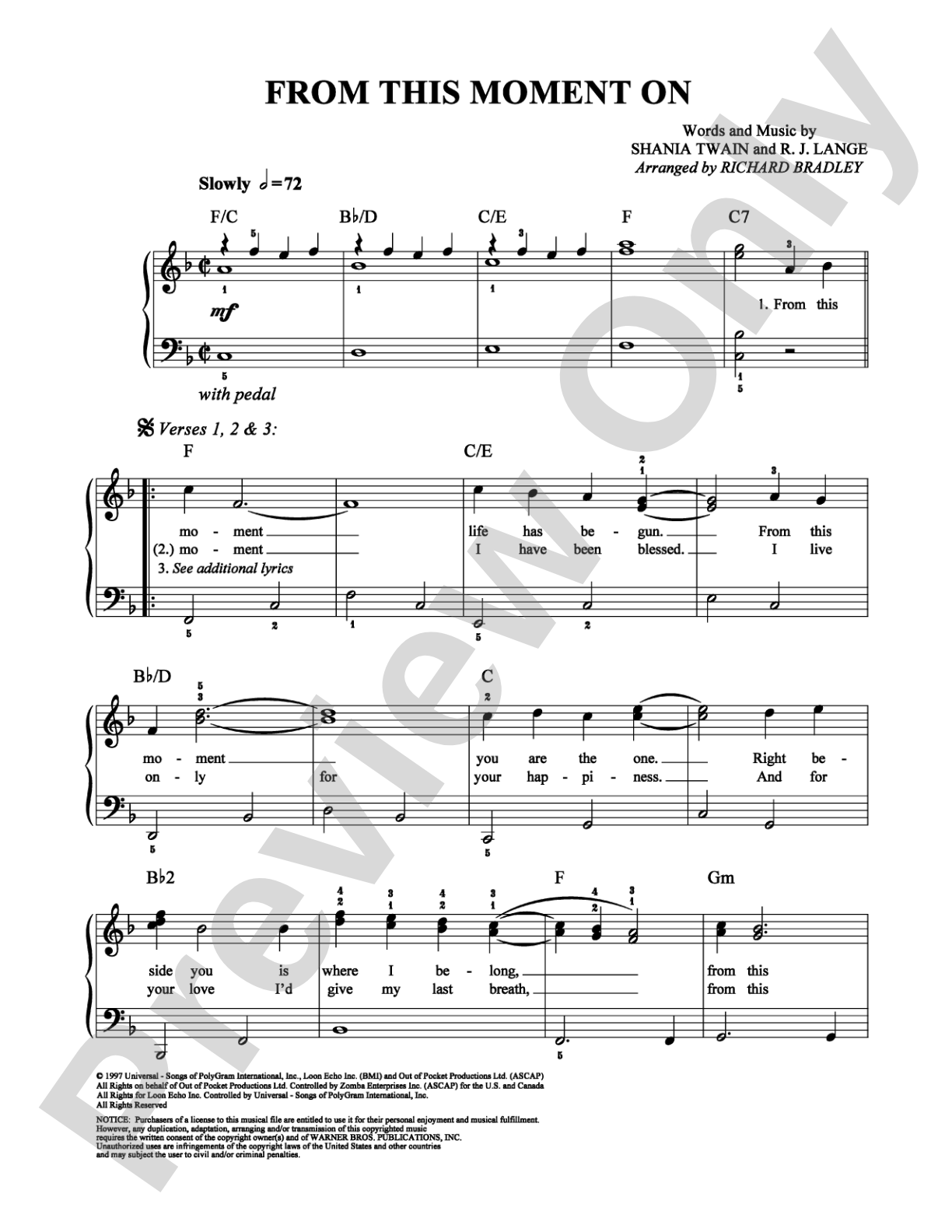 From This Moment On: Easy Piano Digital Sheet Music