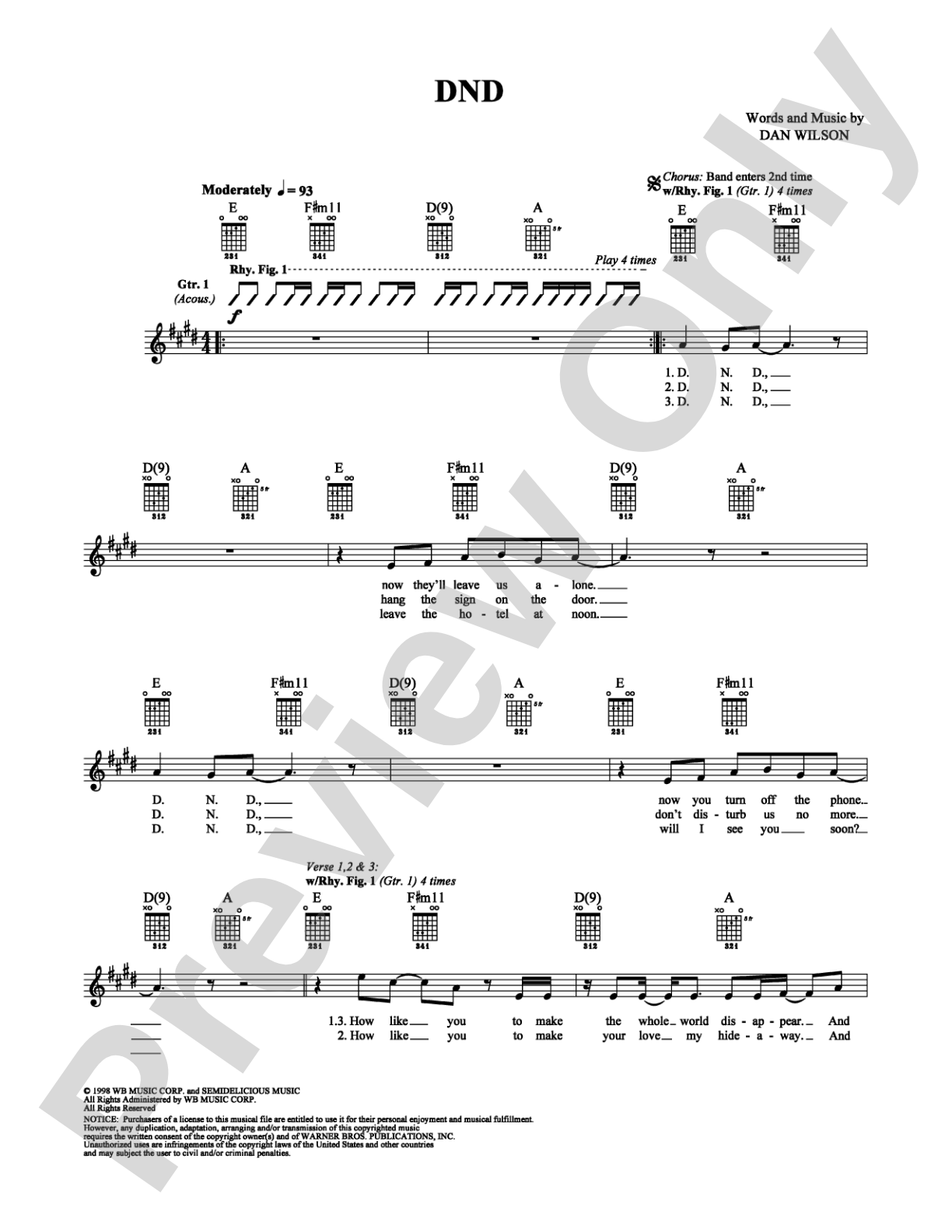 DND: Guitar TAB Digital Sheet Music