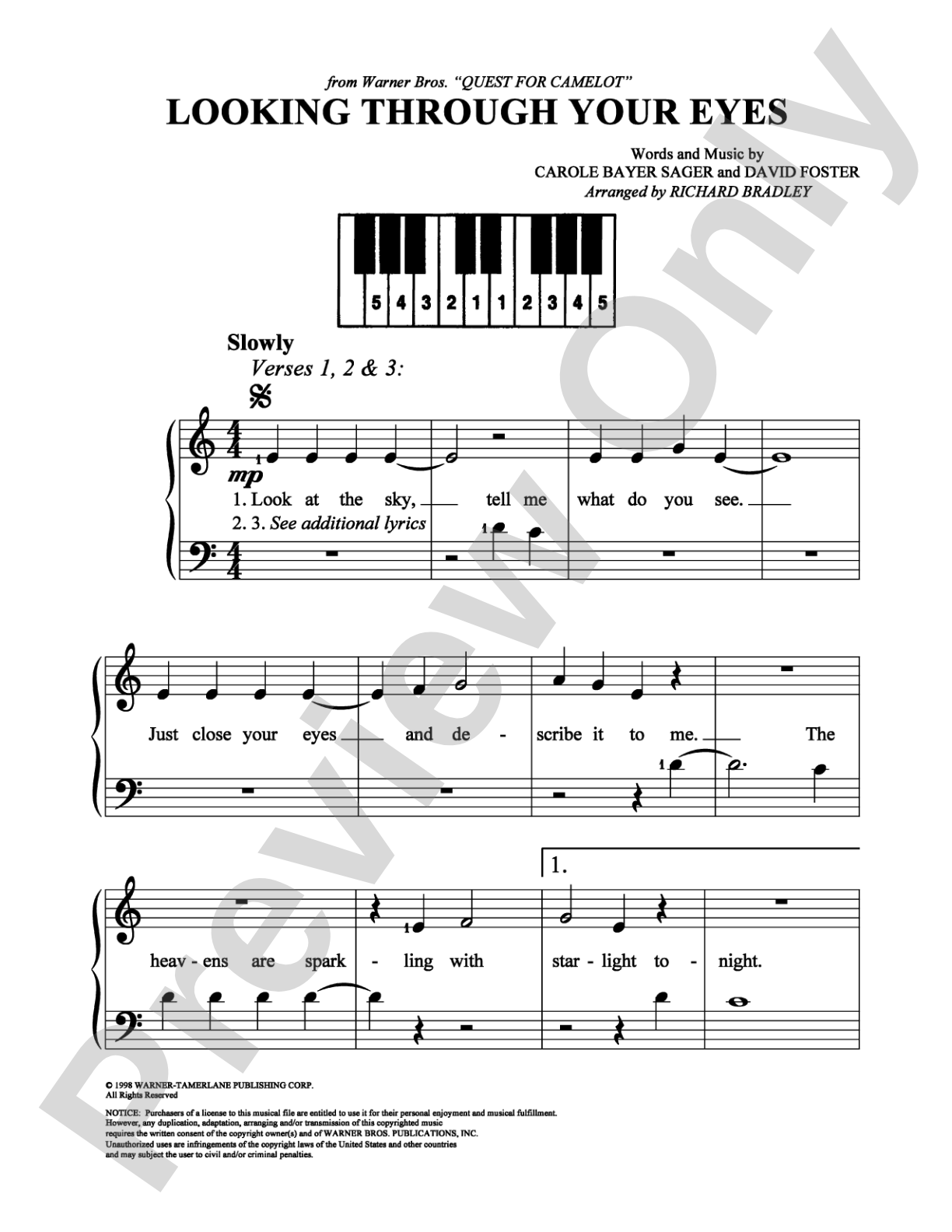 Looking Through Your Eyes: Easy Piano Digital Sheet Music