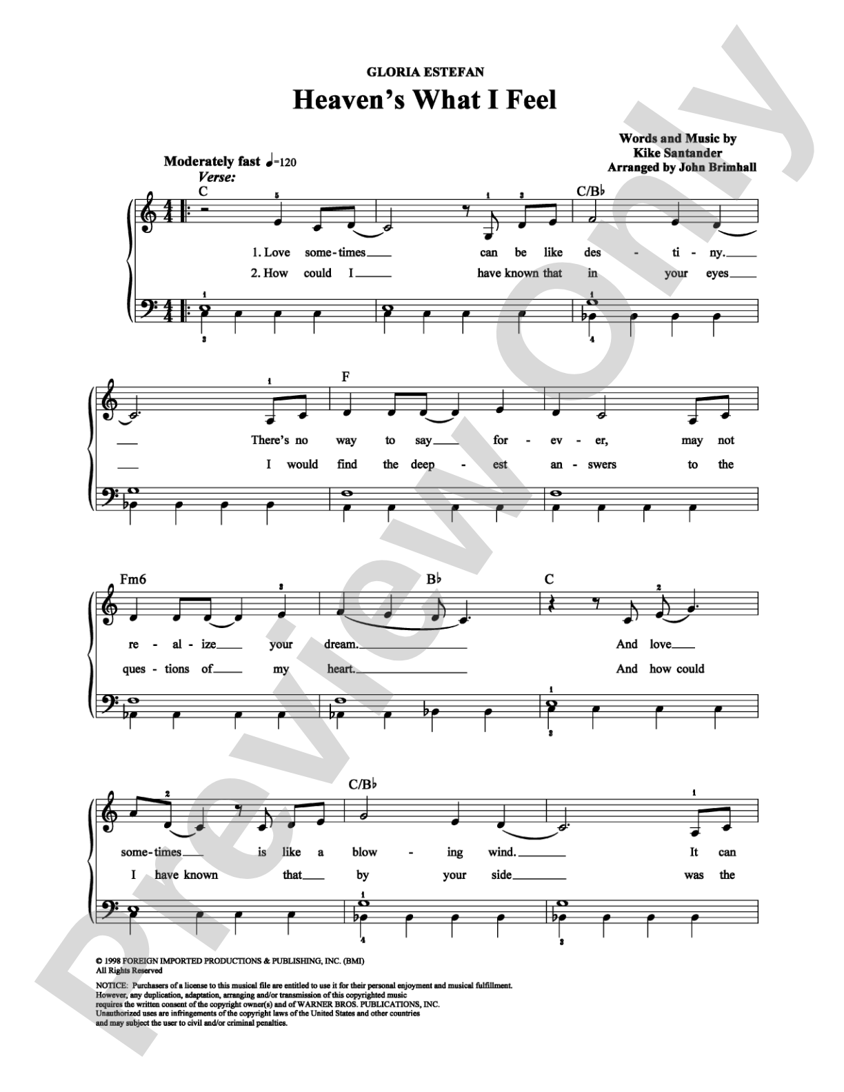 Heaven's What I Feel: Easy Piano Digital Sheet Music