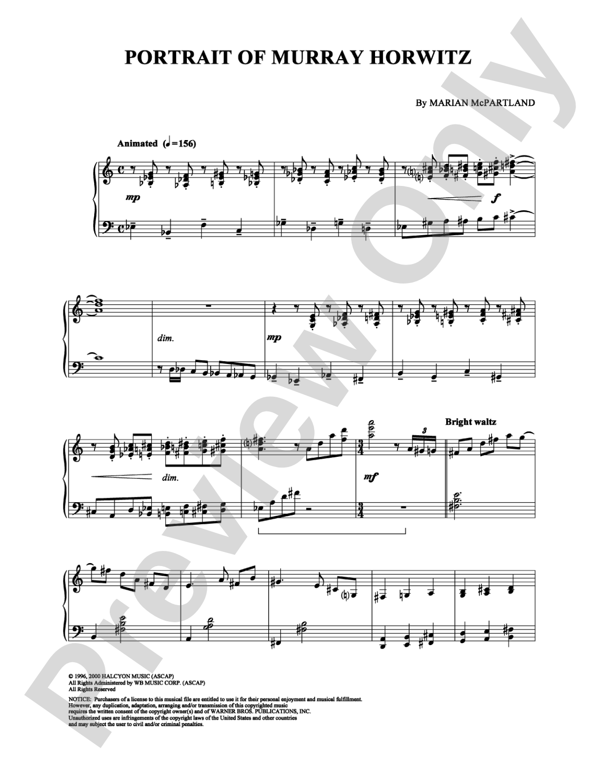 Portrait of Murray Horwitz: Piano Digital Sheet Music