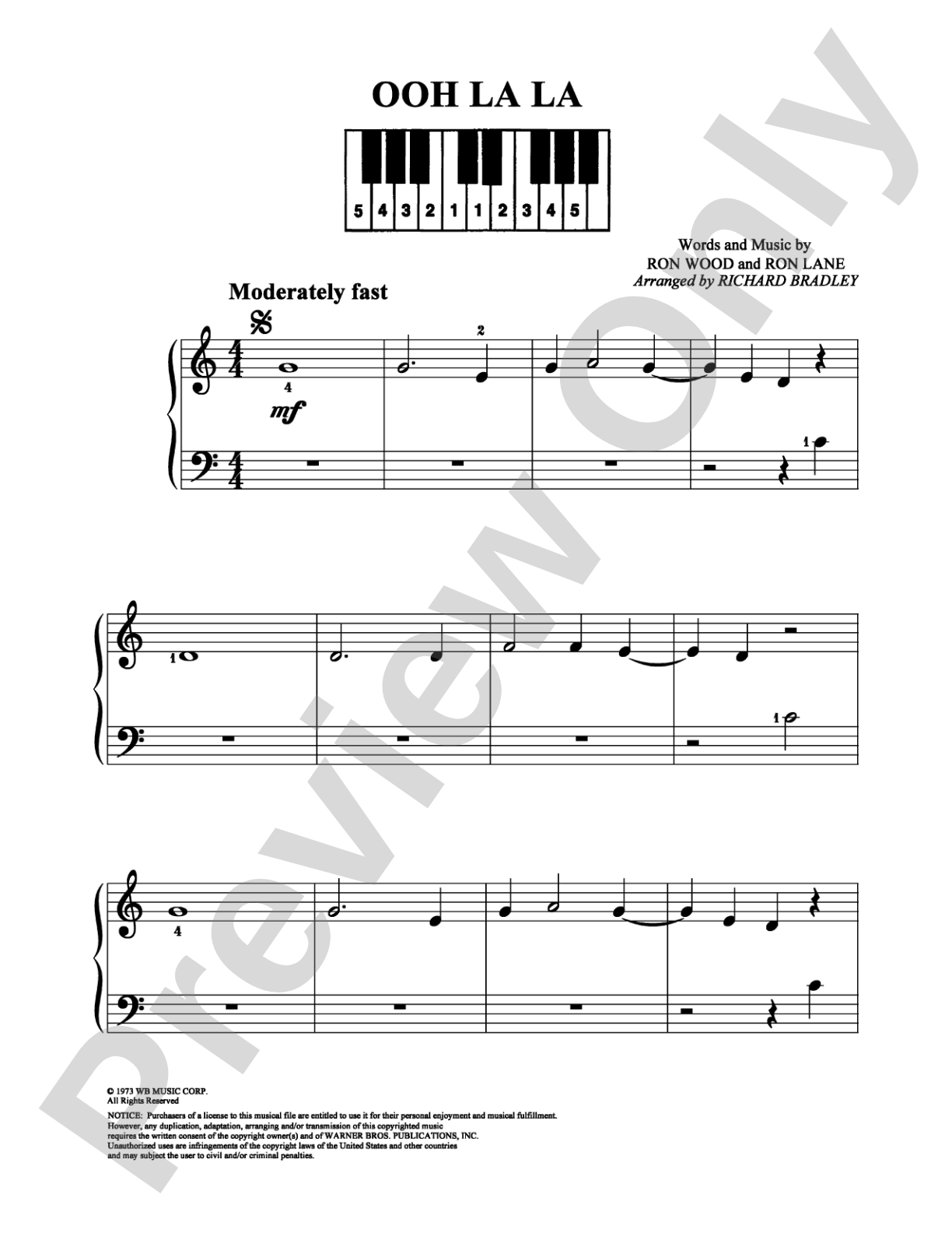 Ooh La La: Easy Piano Digital Sheet Music