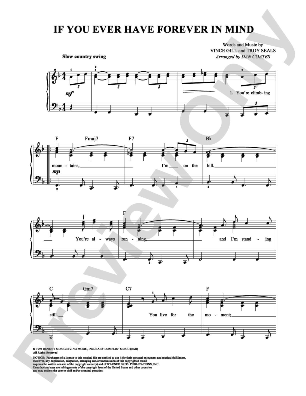 If You Ever Have Forever In Mind: Easy Piano Digital Sheet Music