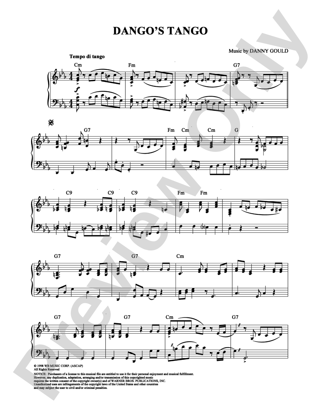 Dango's Tango: Piano Digital Sheet Music