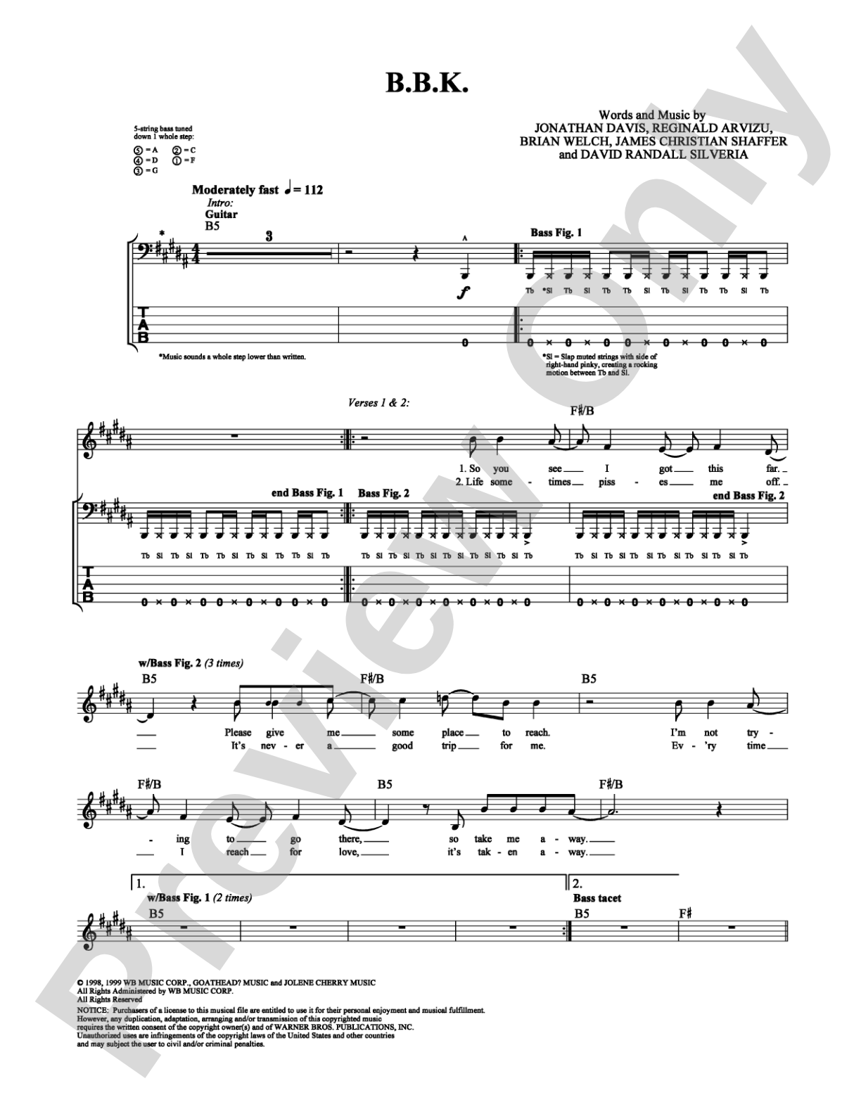 B.B.K.: Bass TAB Digital Sheet Music